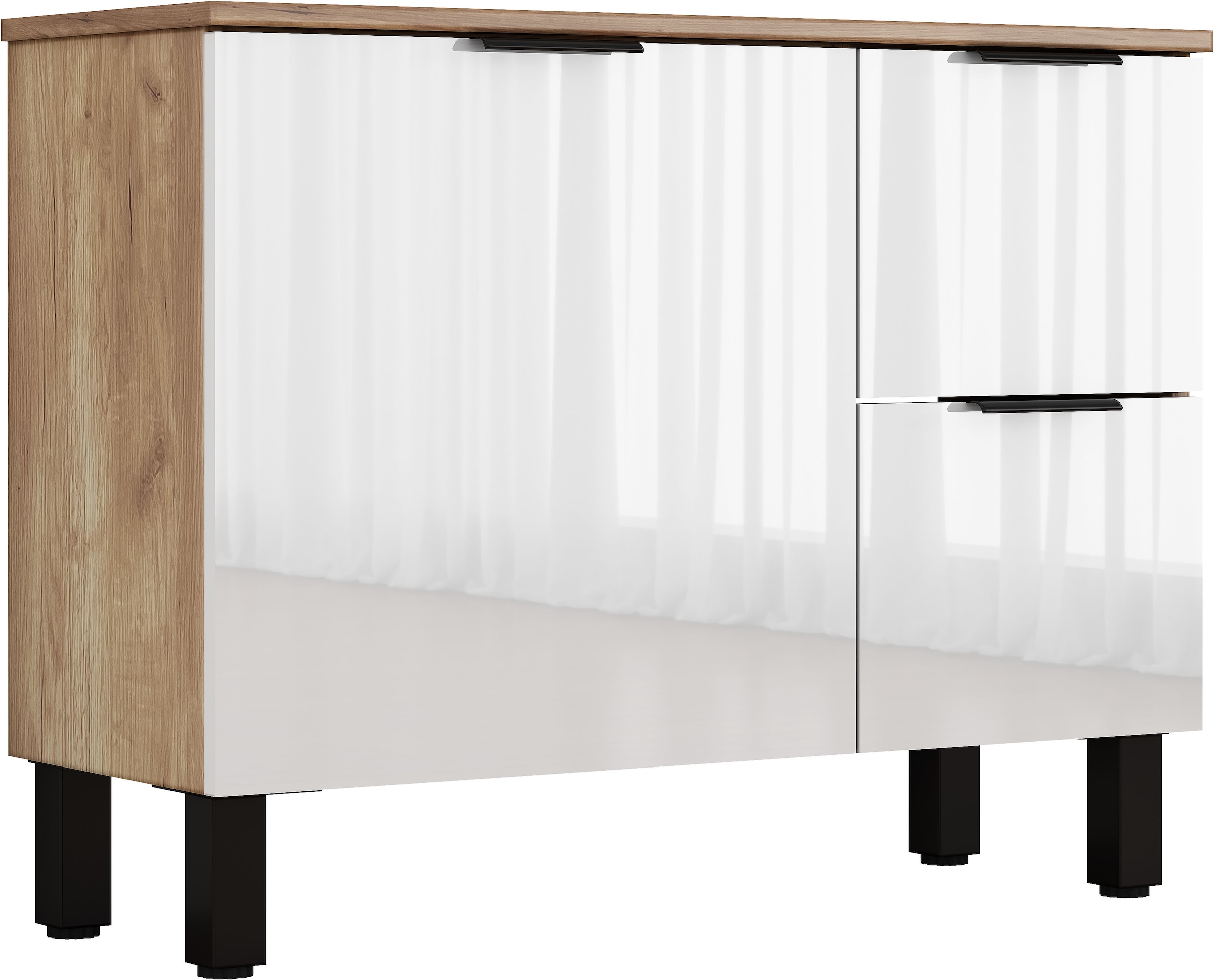 welltime Waschtisch "Picante" Waschplatz mit Keramikbecken, 60cm, 2 Türen und 2 Fächer, stehend