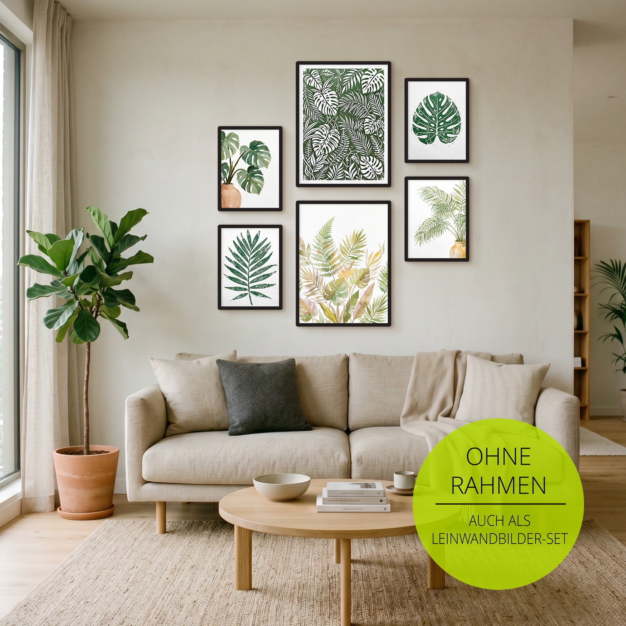 OTTO home Wandbild »Green Living« Pflanzenbilder 6 Stk. tlg. in verschied. Größen
