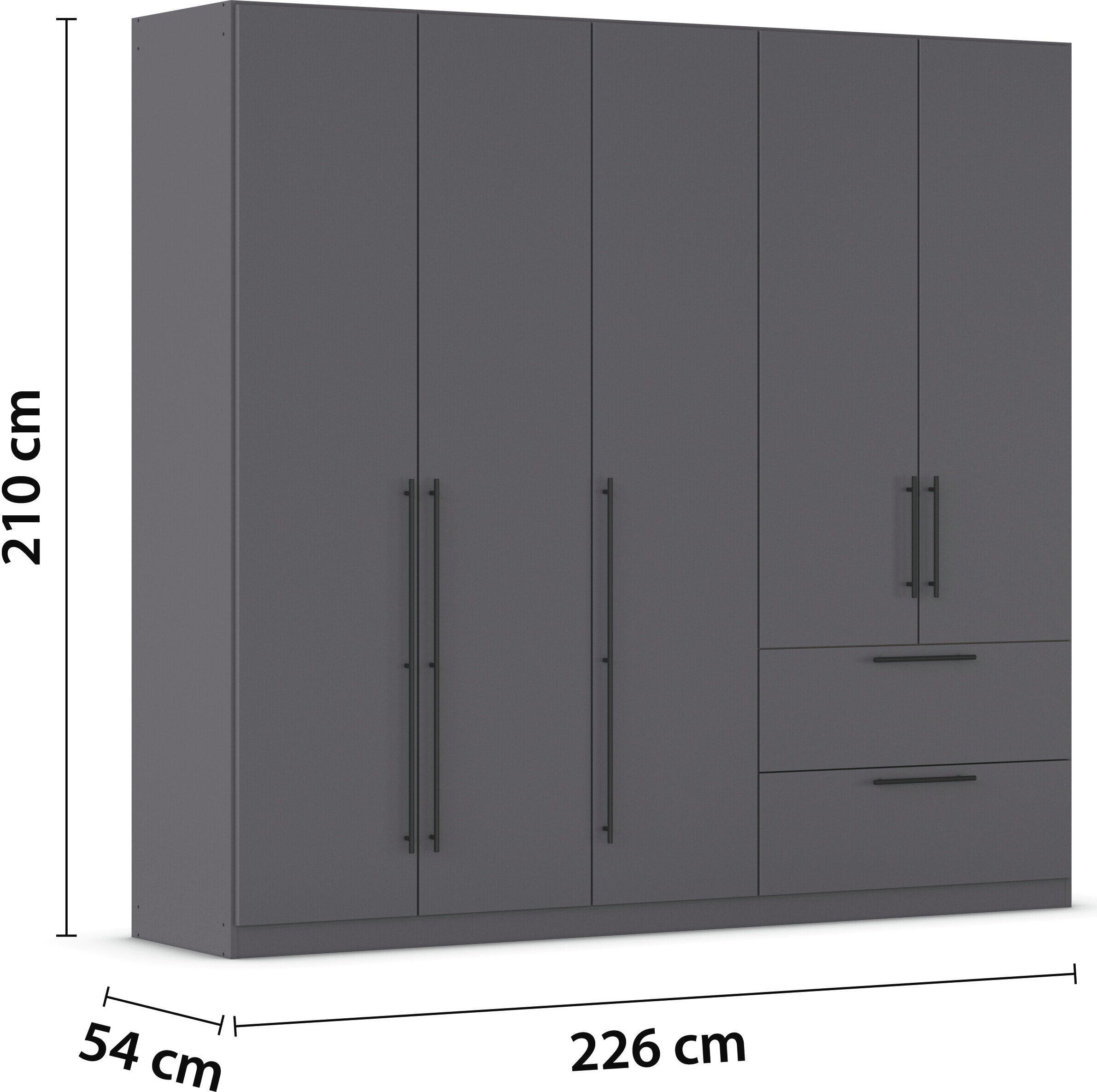 rauch Kleiderschrank »Drehtürenschrank Schrank Garderobe Wäscheschrank Schlafzimmer AVOLA«, (in 3 verschiedenen Ausstattungen BASIC/CLASSIC/PREMIUM), mit hochwertigen Stangengriffen aus Metall in Schwarz MADE IN GERMANY