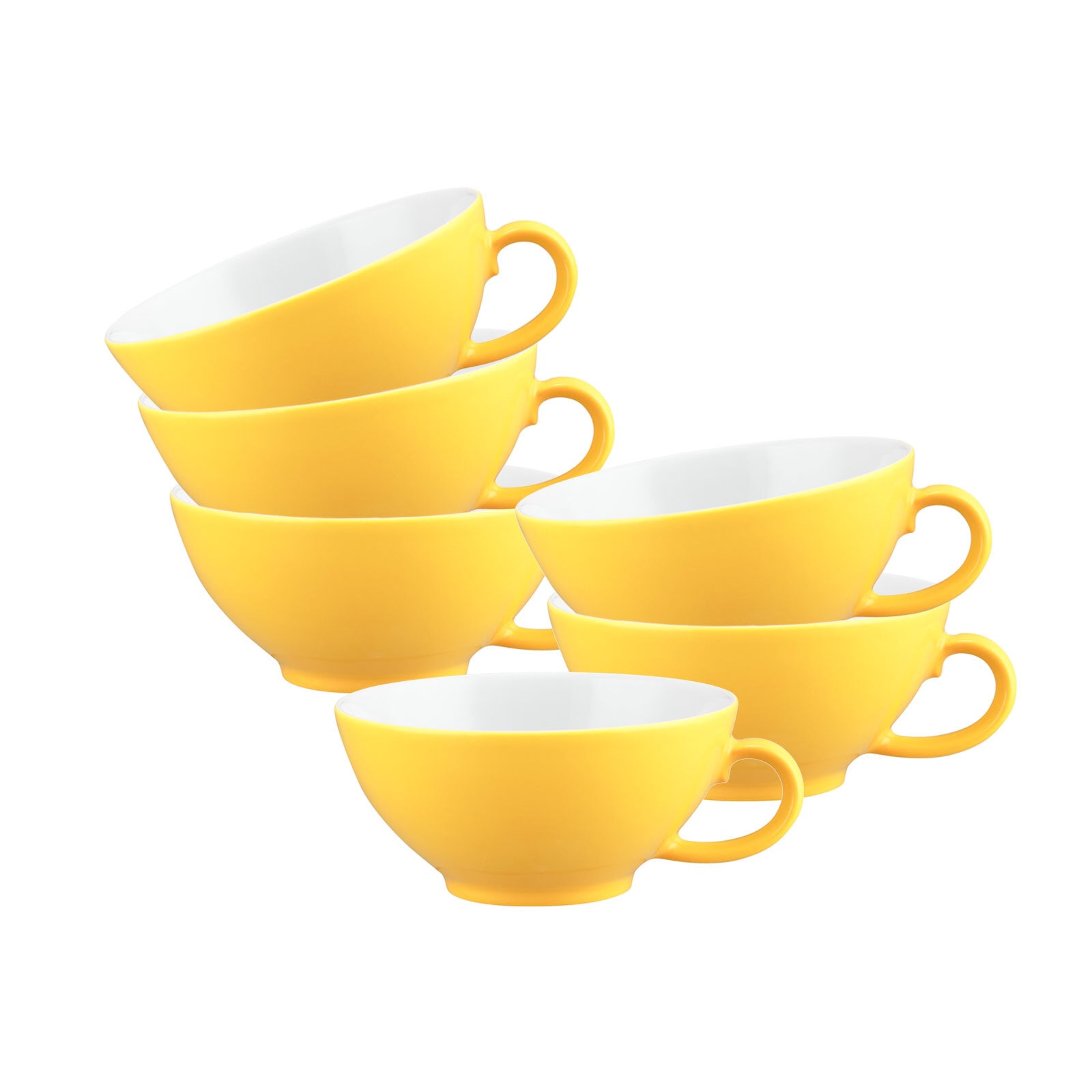 Tasse SELTMANN WEIDEN "Teetassen Liberty Pure Colors 140 ml 6er Set", gelb (gelb glow), B:8,9cm H:4,3cm, Porzellan, Trinkgefäße, Tasse, Spülmaschinenfest, Mikrowellensicher, Ofenfest