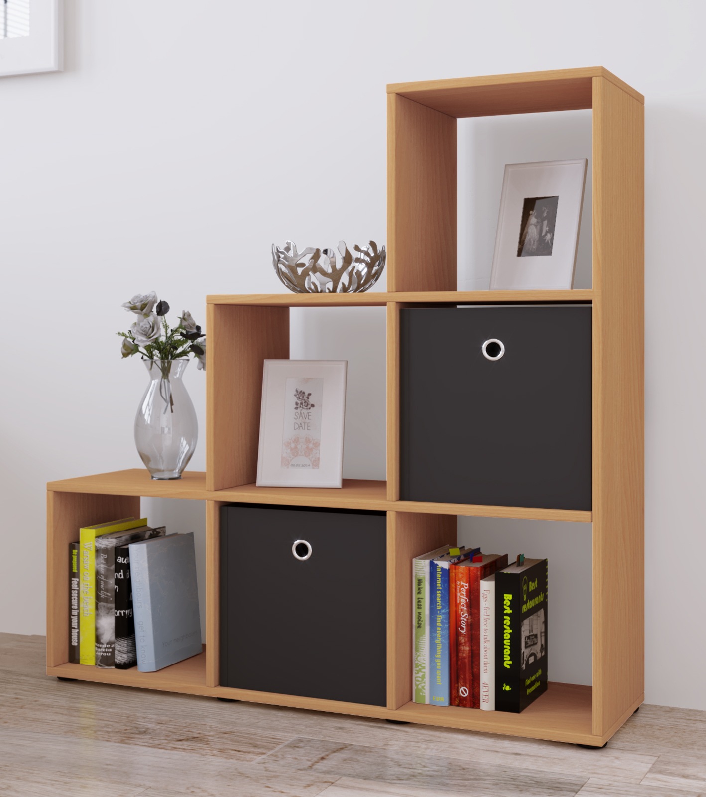 VCM Standregal »Holz Stand Treppenregal Regal 6 Fächer Nitas«