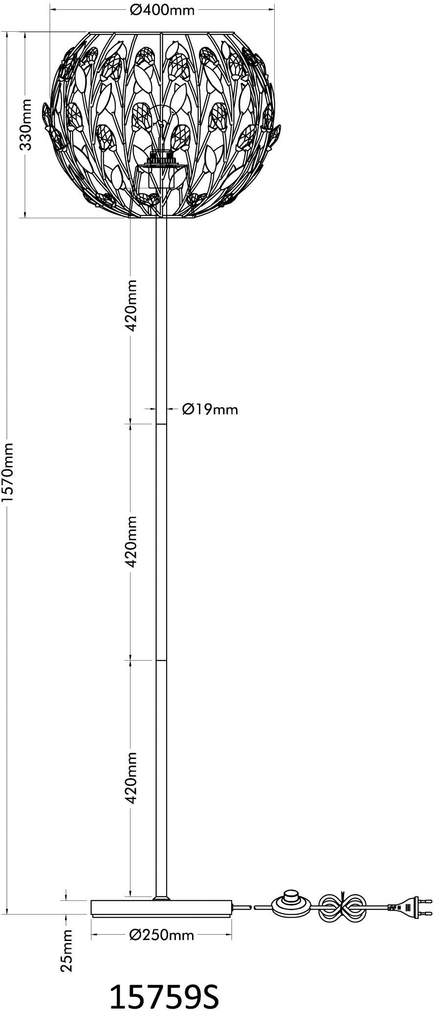 GLOBO LIGHTING Stehlampe »MIKA« E27 1 Stk. Stehlampe Wohnzimmer Schlafzimmer Flur Design-Leuchte