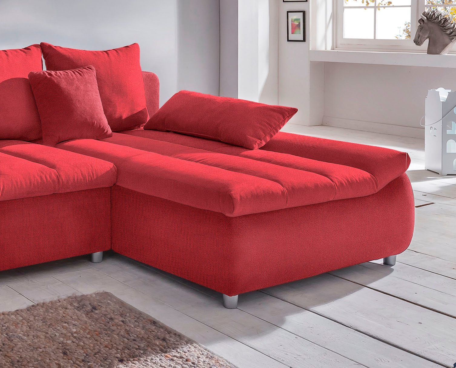 INOSIGN Ecksofa »Imola elegant und bequem, aktuelle Steppung im Sitz, L-Form«, wahlweise mit Bettfunktion