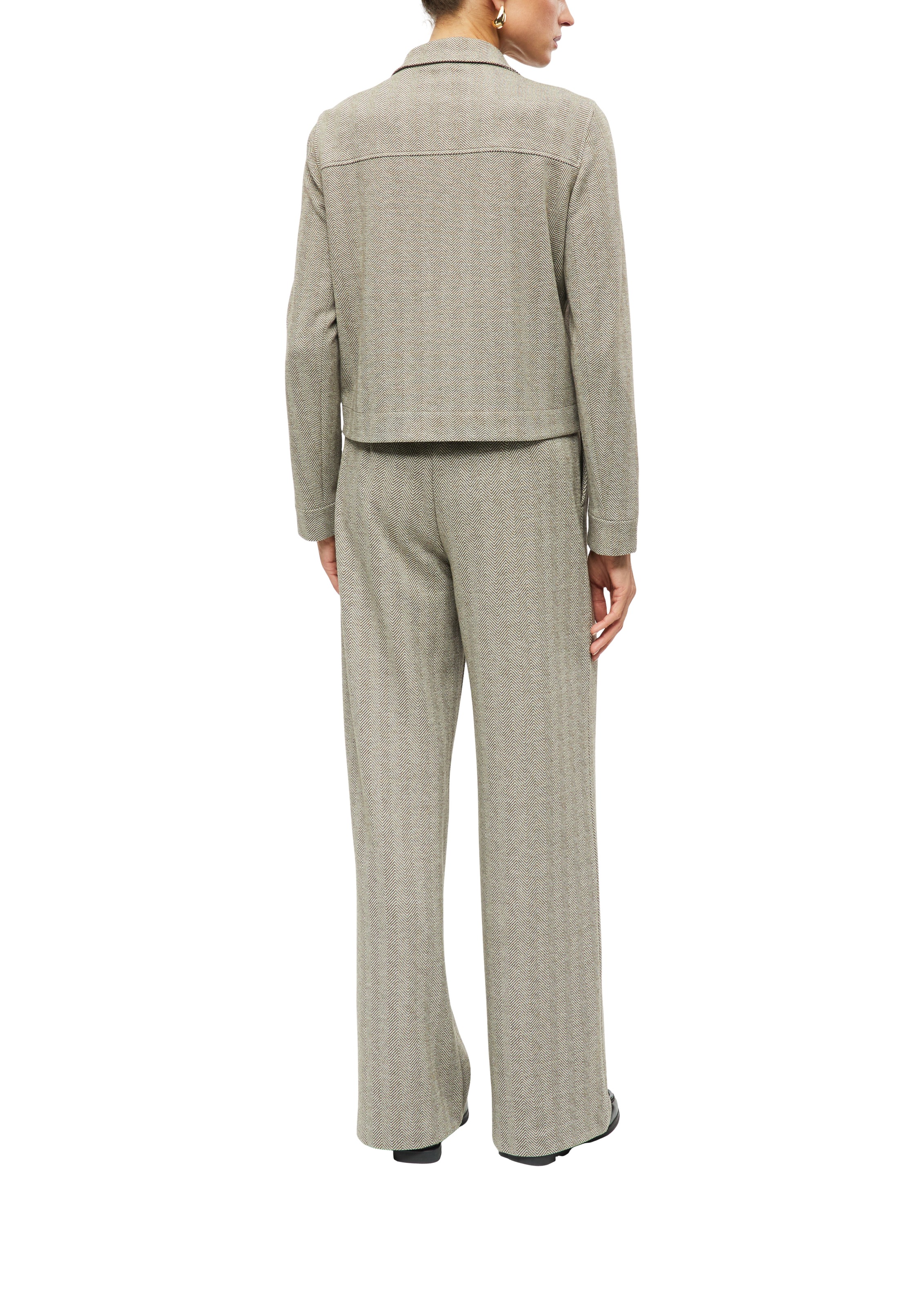 s.Oliver BLACK LABEL Jackenblazer mit Fischgratmuster und Hemdkragen