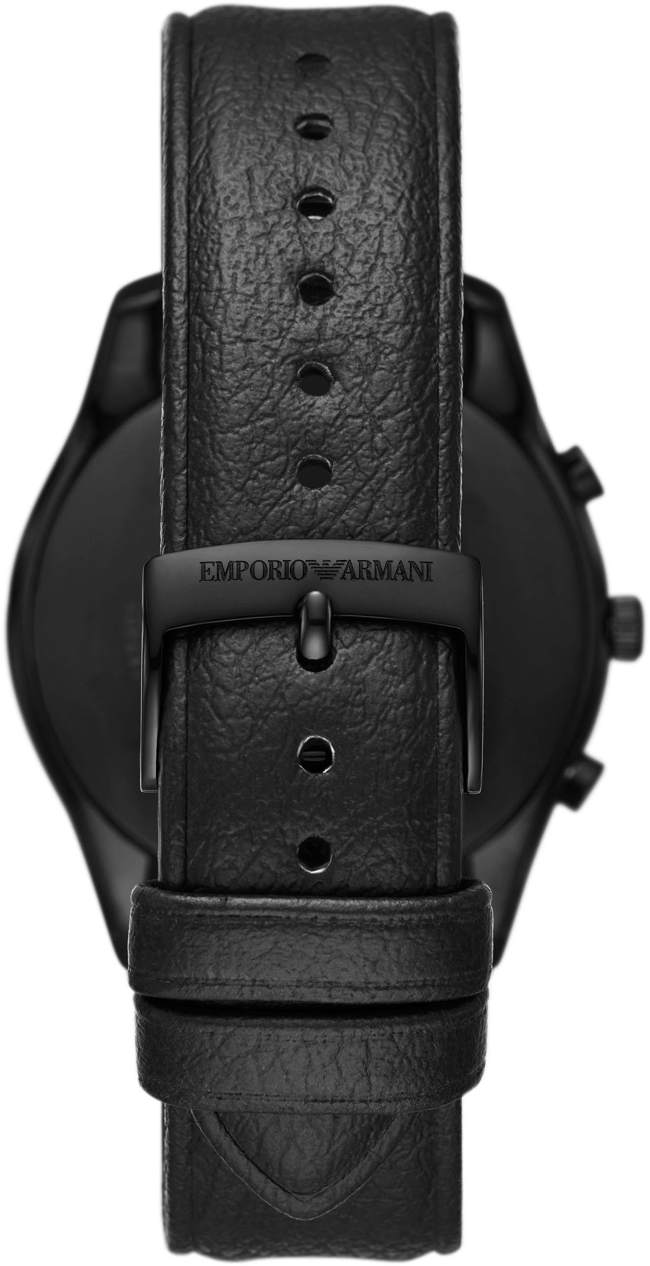 Emporio Armani Chronograph, Quarzuhr, Armbanduhr, Herrenuhr, Stoppfunktion, Lederarmband, Datum