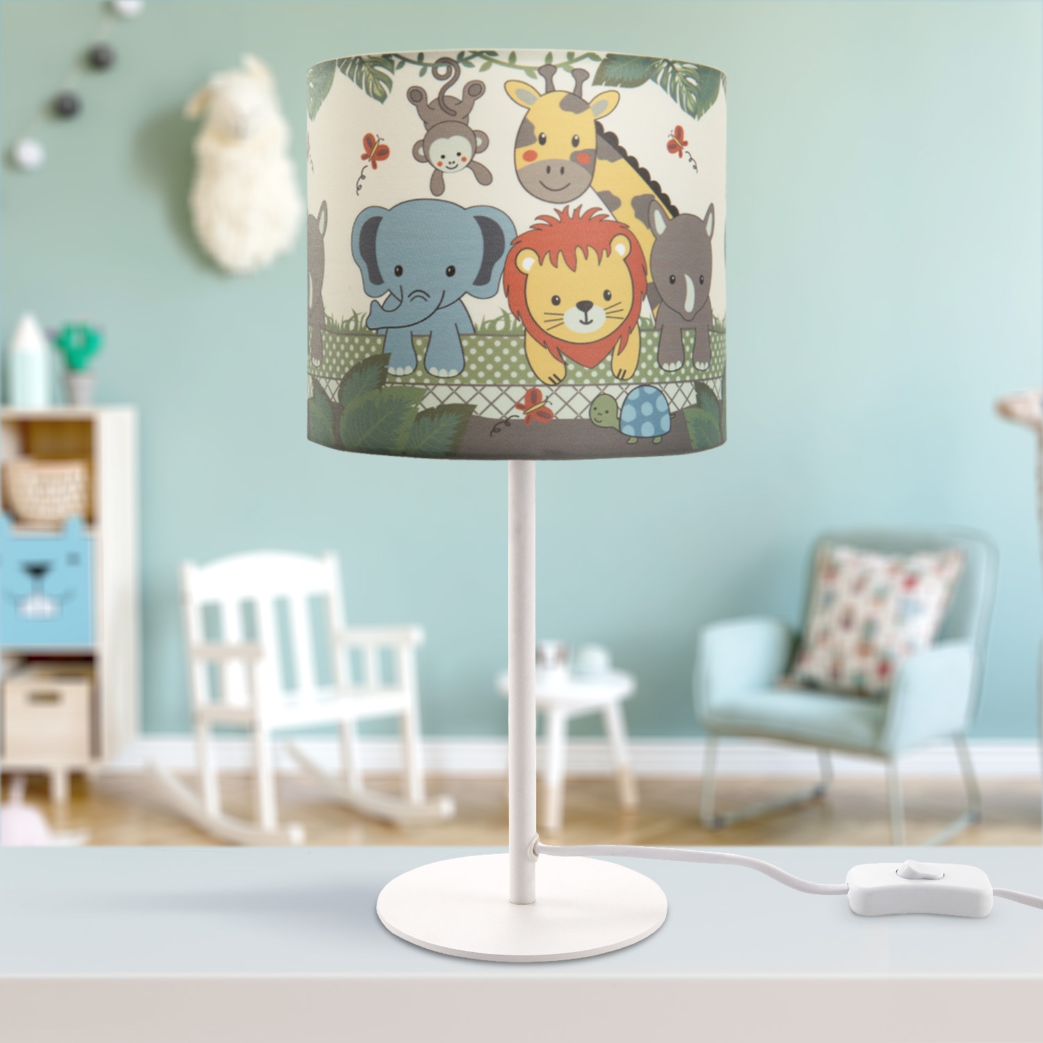 Paco Home Tischleuchte »Diamond 634«, 1 flammig-flammig, Kinderlampe LED  Kinderzimmer Lampe Dschungel-Tiere, Tischleuchte E14 | BAUR
