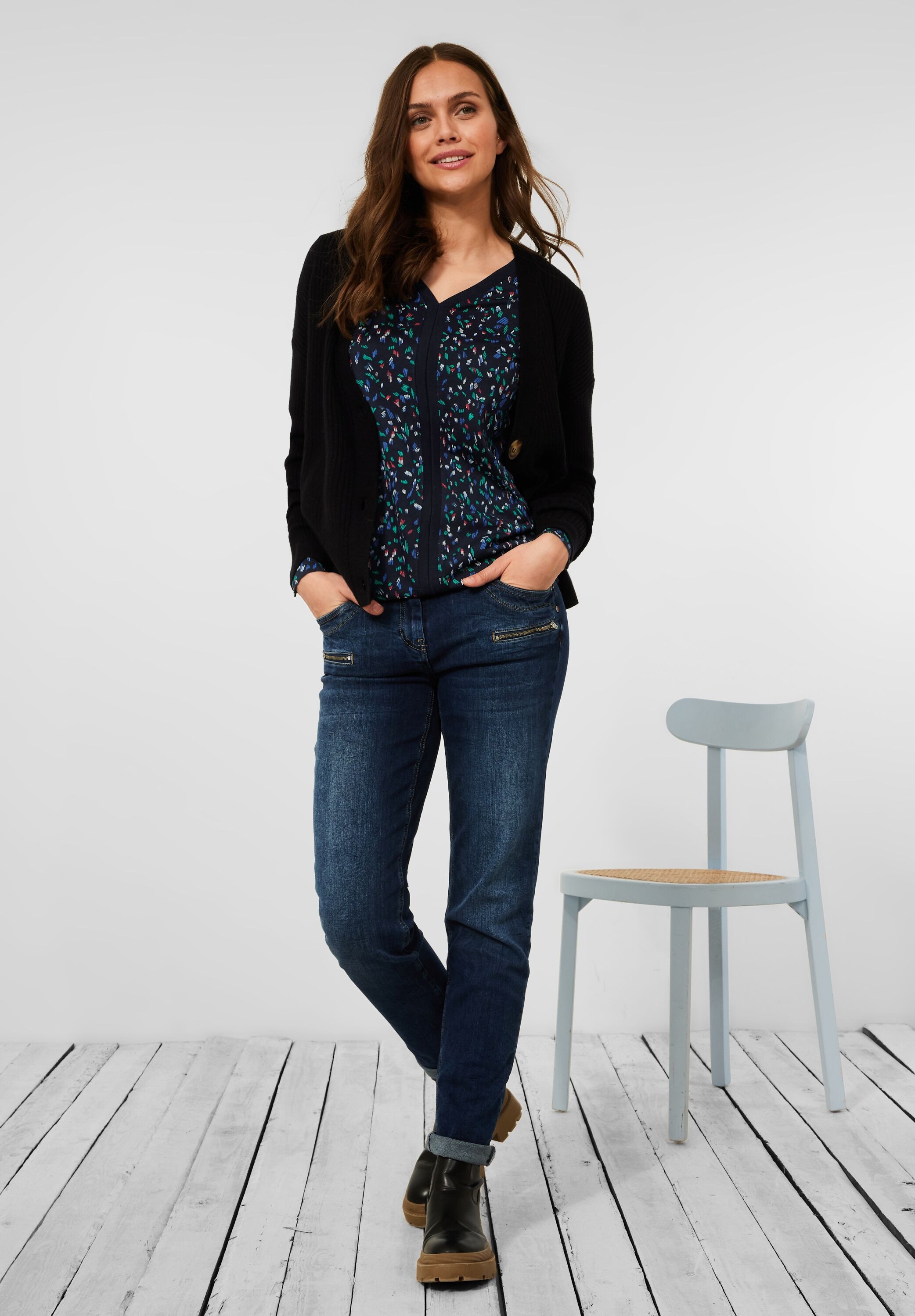 Cecil V-Shirt, mit allover Print