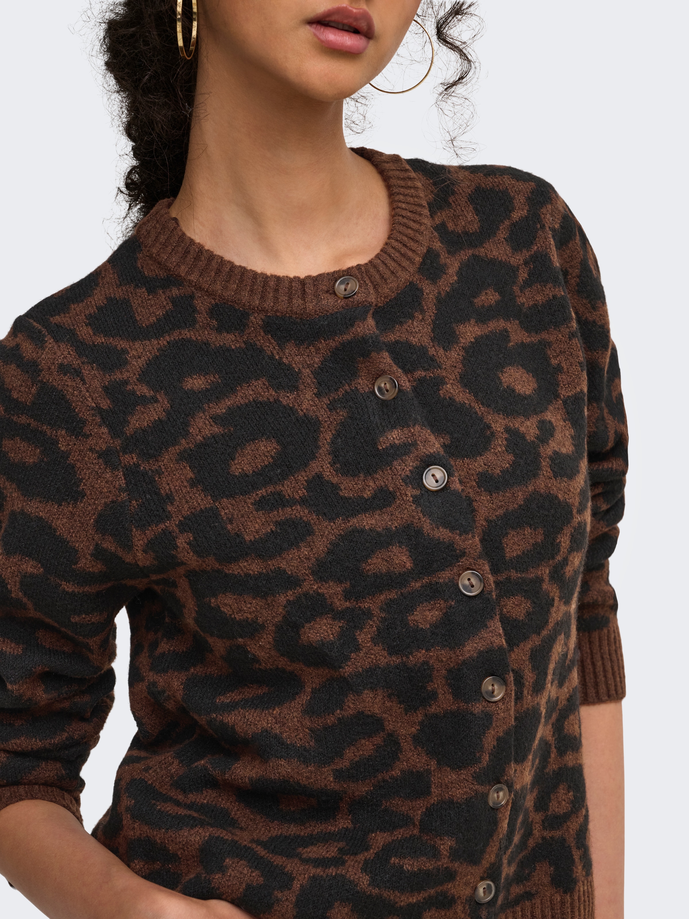 ONLY Strickjacke »ONLALIVIA O-NECK BUTTON CARDIGAN KNT« Materialmix, regular fit