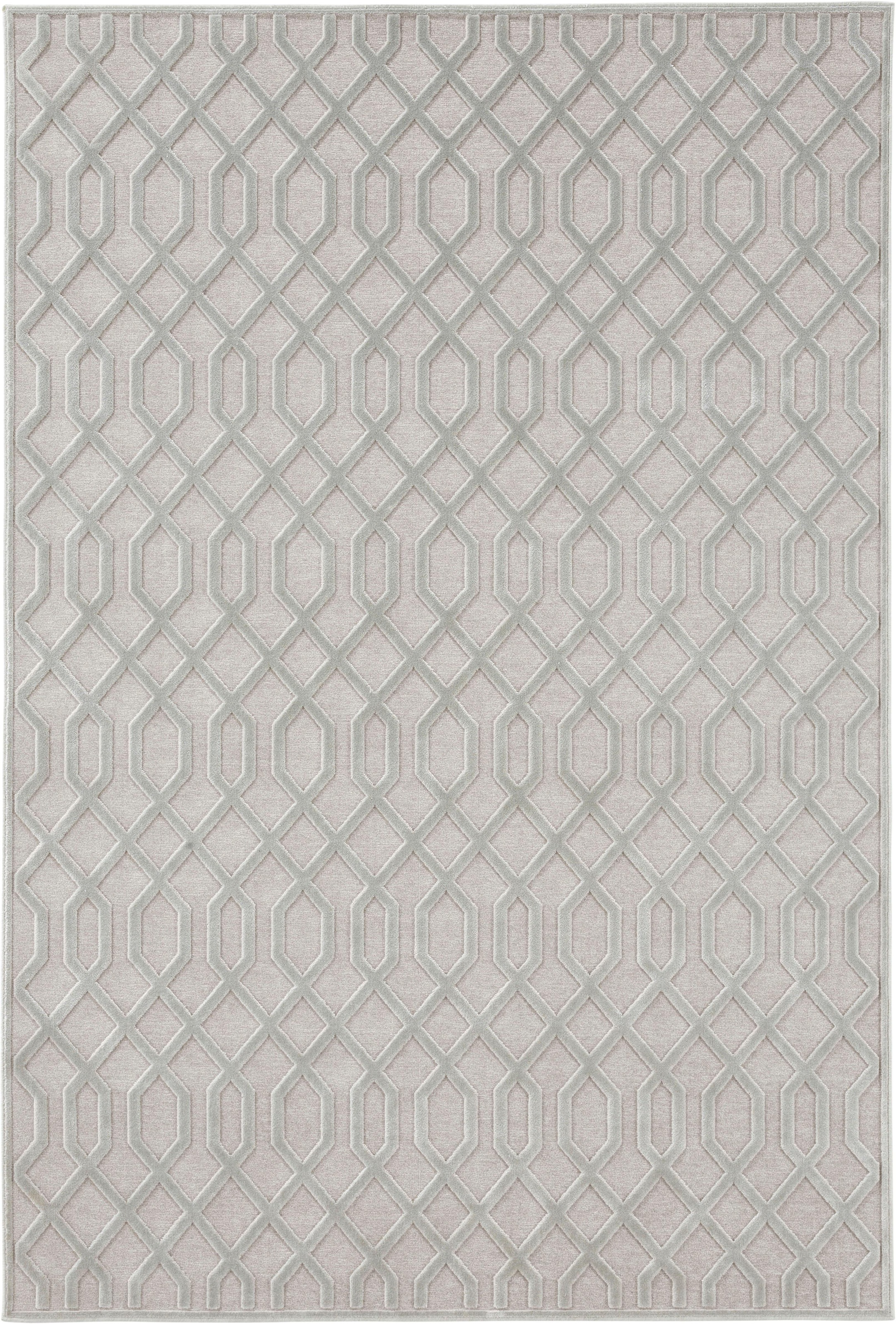 HANSE Home Teppich »Caine«, rechteckig, 4 mm Höhe, Viskose Glanz, Hoch-Tief Struktur, Robust, Pflegeleicht, Gitter Muster