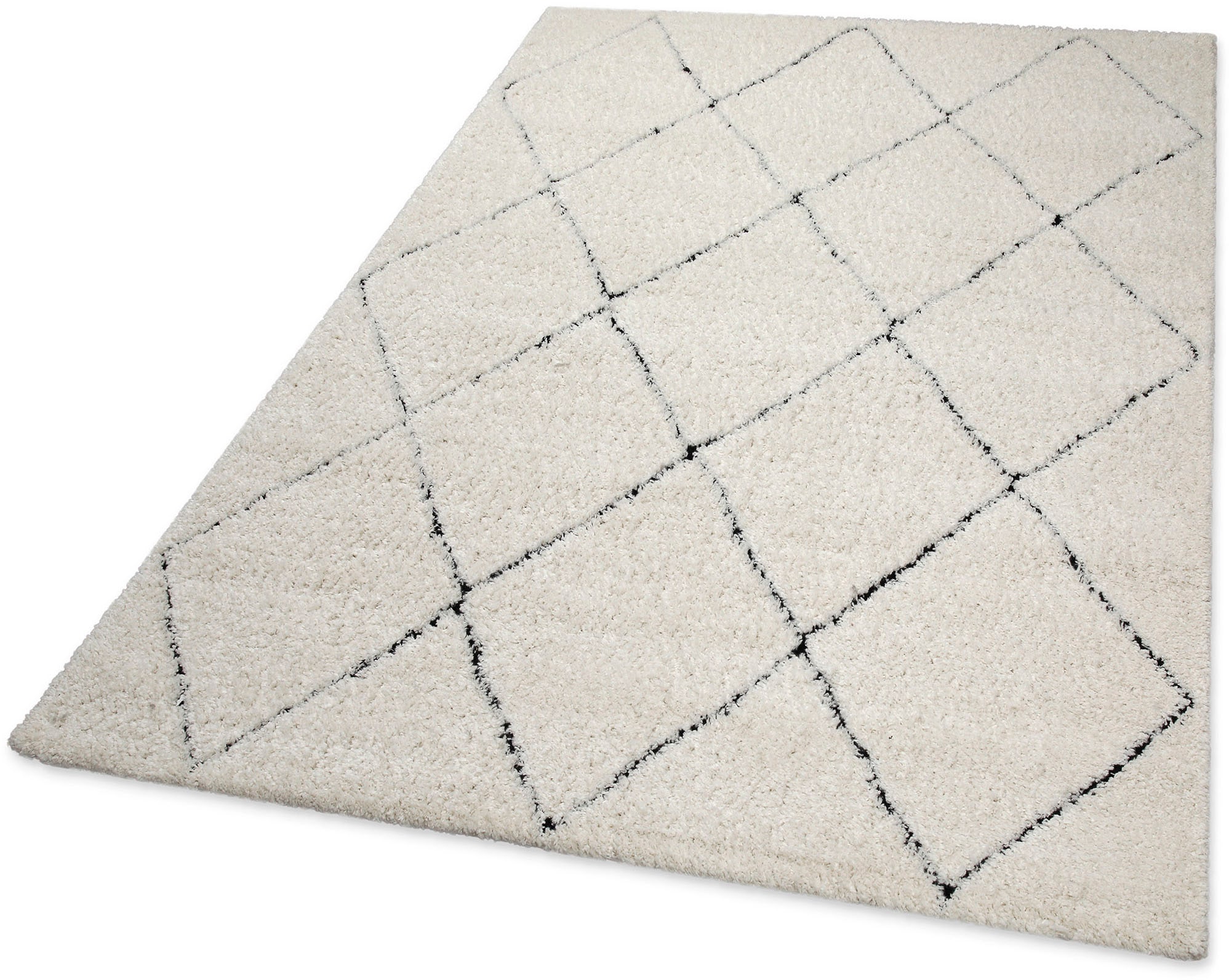 my home Hochflor-Teppich »Aveline, auch als Läufer erhältlich«, rechteckig, 35 mm Höhe, Langflor, Shaggy im Berber Stil, geometrisch, Raute, Wohnzimmer