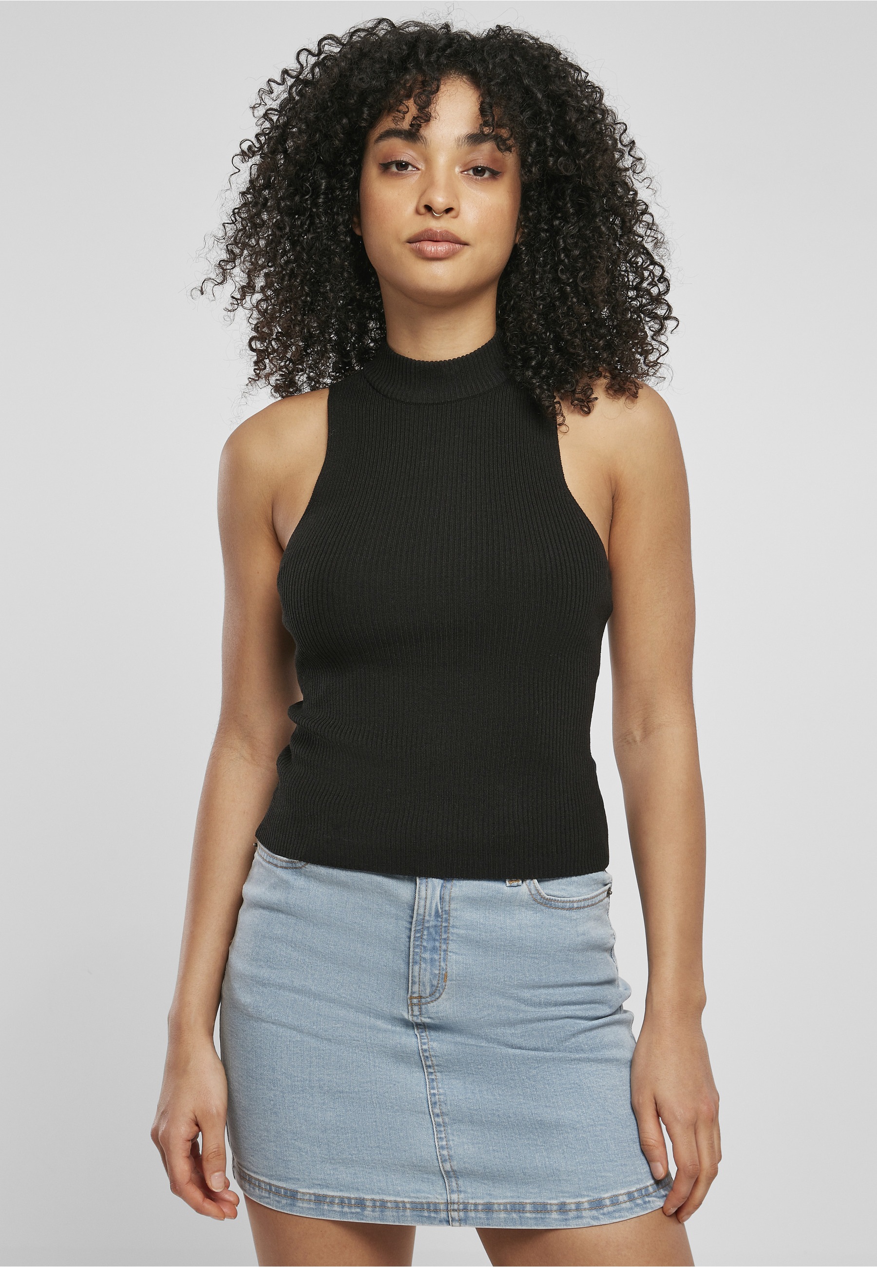 Thumbnail - URBAN CLASSICS Tanktop "Urban Classics Damen Ladies Short Rib Knit Turtleneck Top" 1 Stk.
