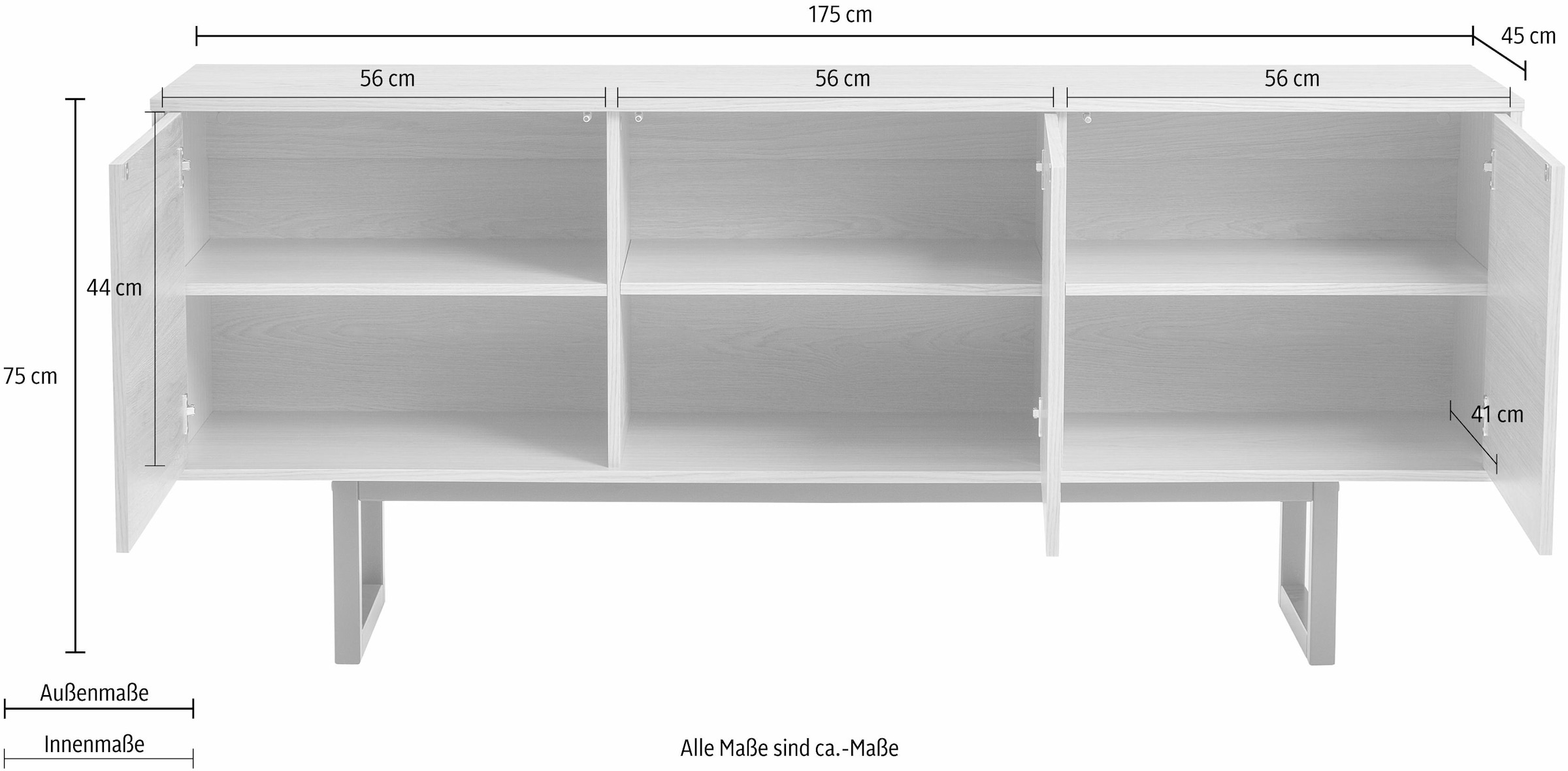Woodman Sideboard »Noella«, Kommode im schlichten skandinavischen Design, Breite 175 cm