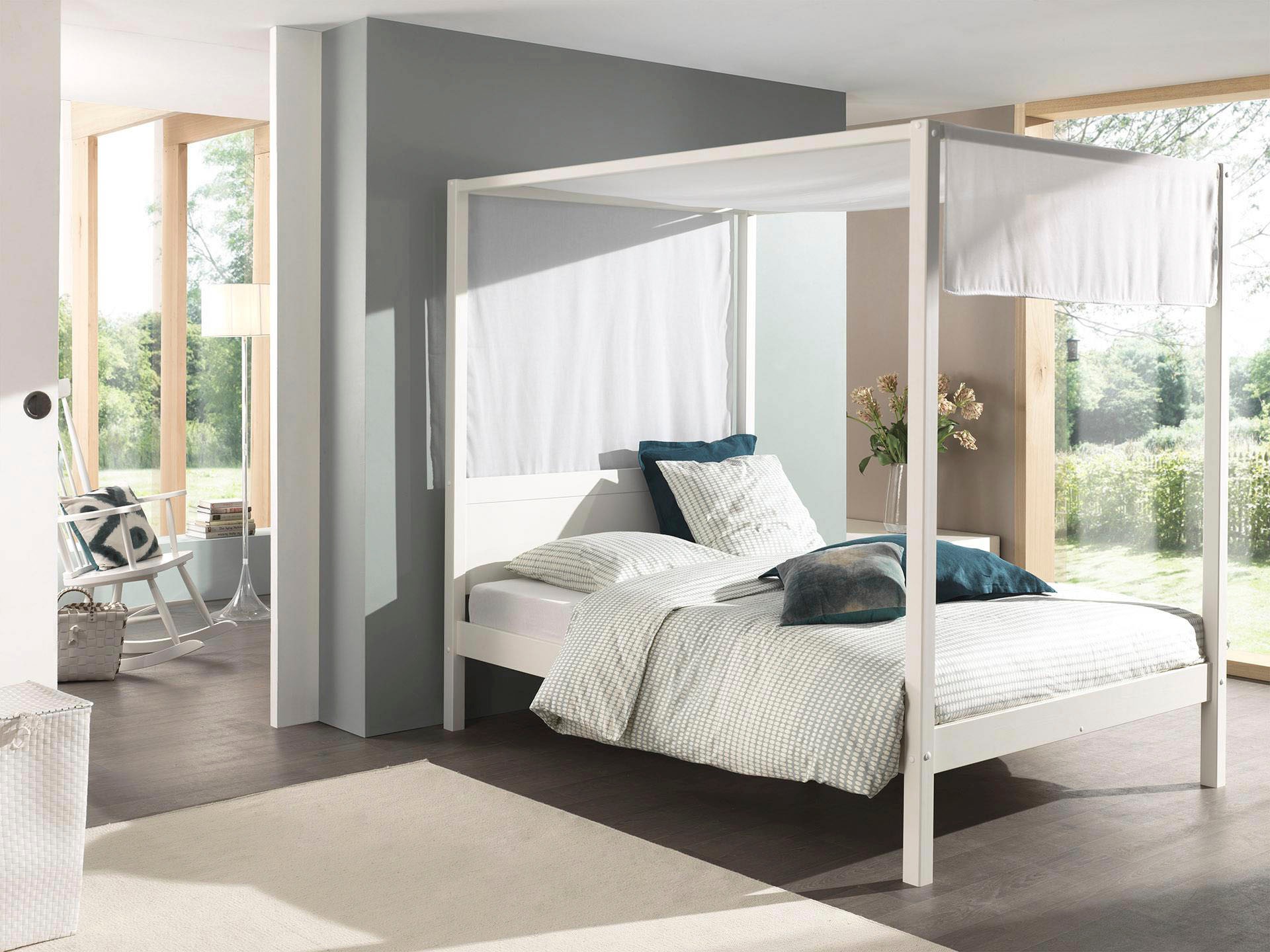Vipack Himmelbett "Pino, Kiefer massiv weiß lackiert, Made in Europe, zeitl günstig online kaufen