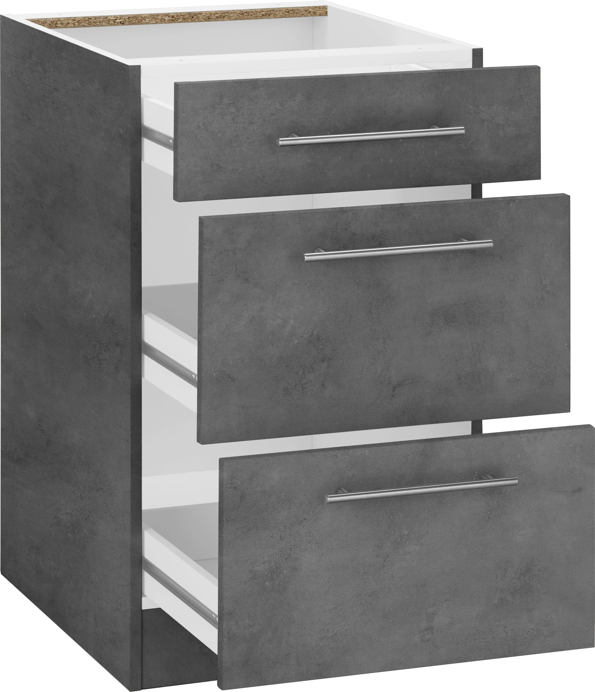wiho Küchen Unterschrank »Cali«, 50 cm breit, mit 2 großen Auszügen ohne  Arbeitsplatte | BAUR