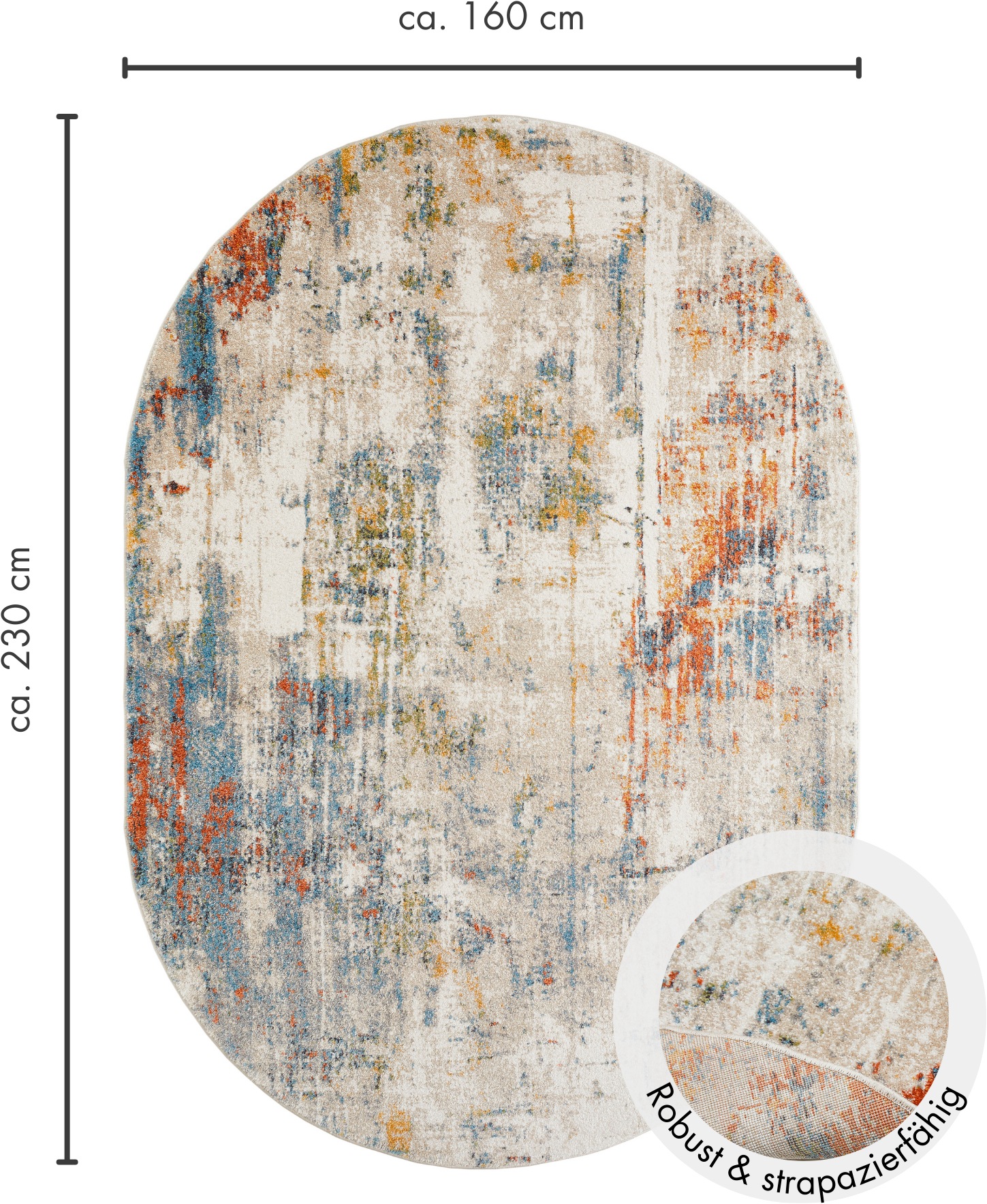 LUXOR living Teppich »Montreal«, oval, 12 mm Höhe, Kurzflor, modernes Design, Wohnzimmer, Schlafzimmer