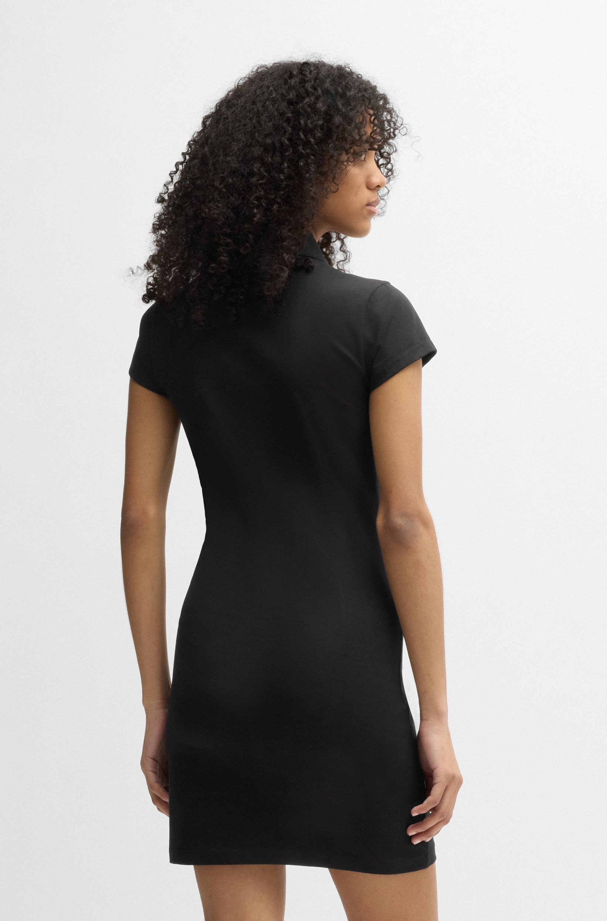 HUGO Blue Jerseykleid »Nera«, mit Polokragen, Logo-Puller