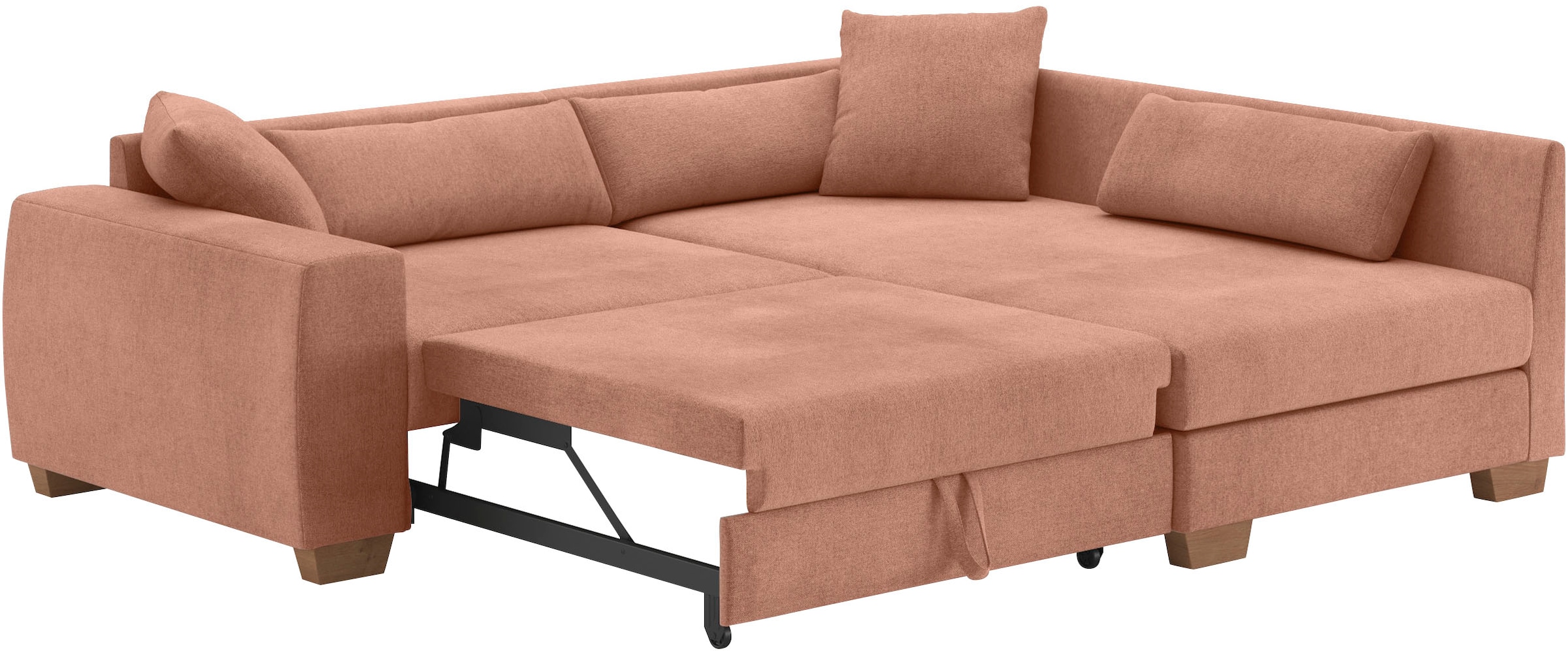 Mr. Couch Ecksofa »Helena L-Form, bis 140 kg belastbar«, mit Taschenfederkern, wahlweise mit Bettfunktion