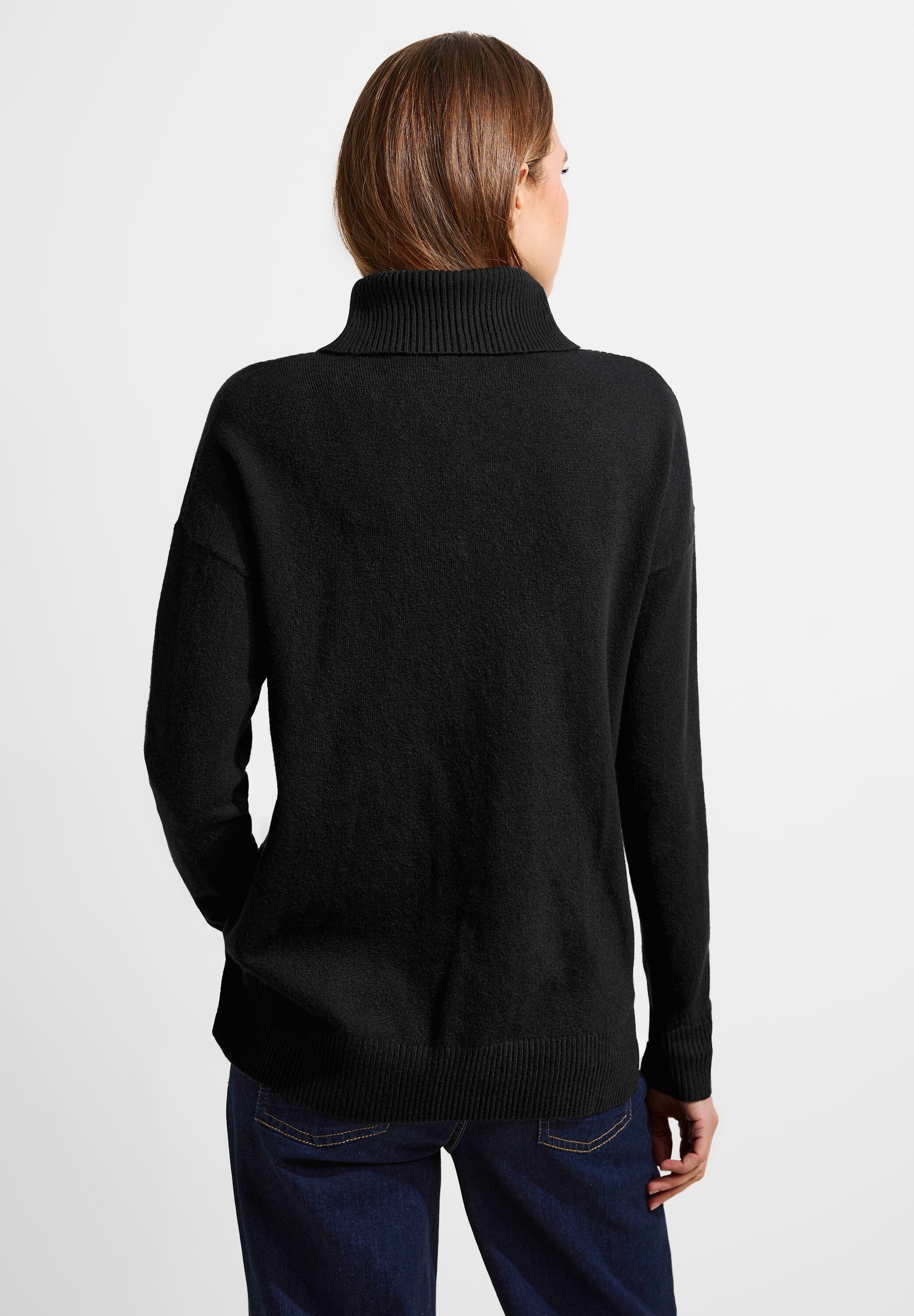 Cecil Rollkragenpullover, mit Rippstrick