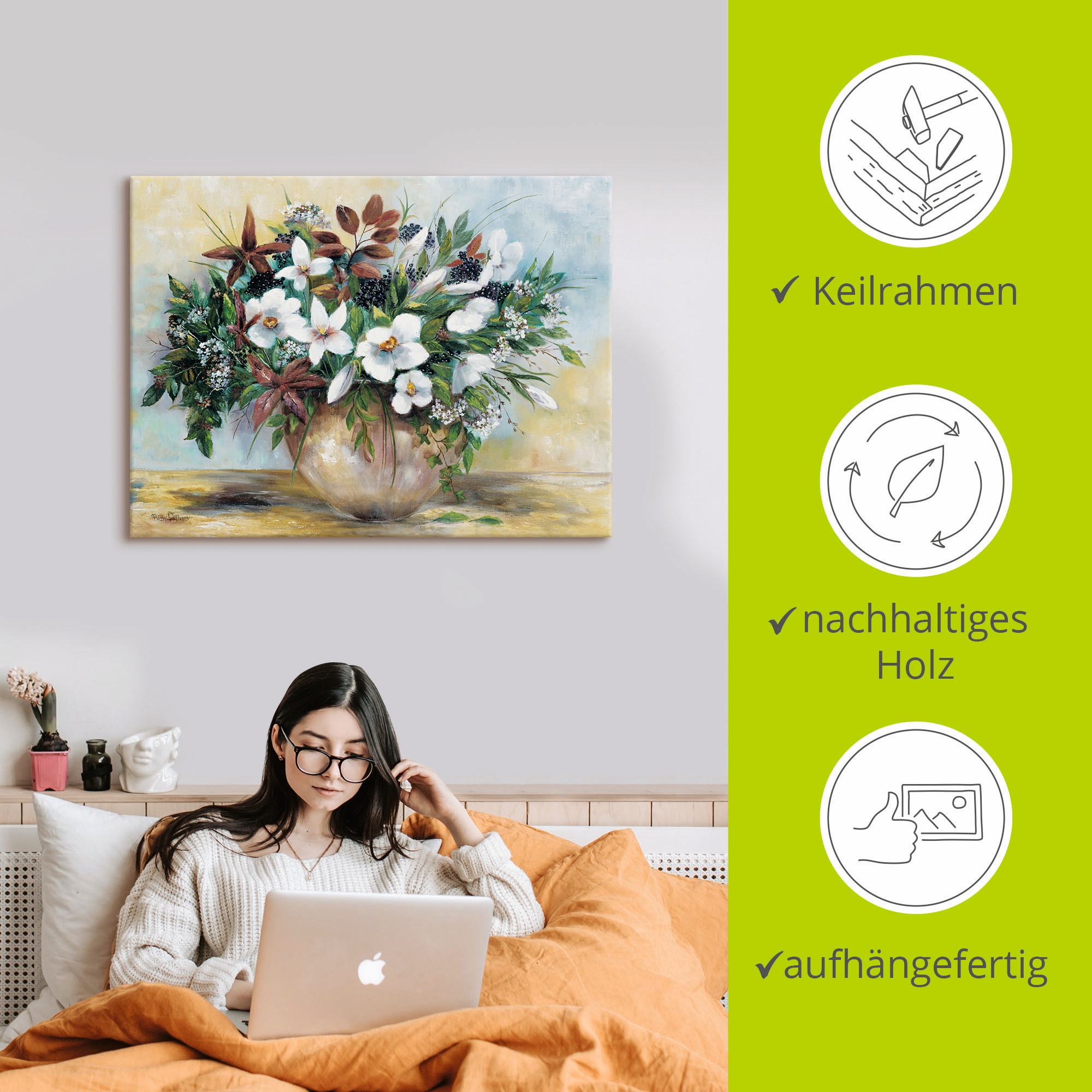 Artland Leinwandbild »Großzügige Blüten«, Blumen, (1 St.), auf Keilrahmen gespannt