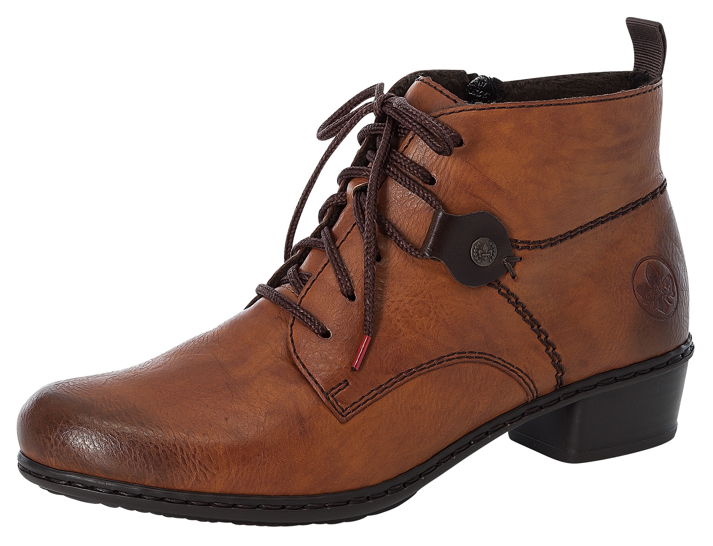 Rieker Schnürstiefelette Schnürboots, Blockabsatz, mit Logoprägung an der Ferse