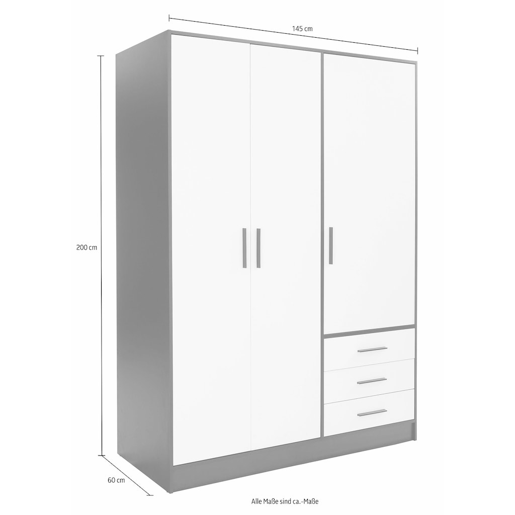 FORTE Kleiderschrank »Jupiter, Made in Europe, mit Schubladen«, viel Stauraum, 2 Breiten und 4 Farben