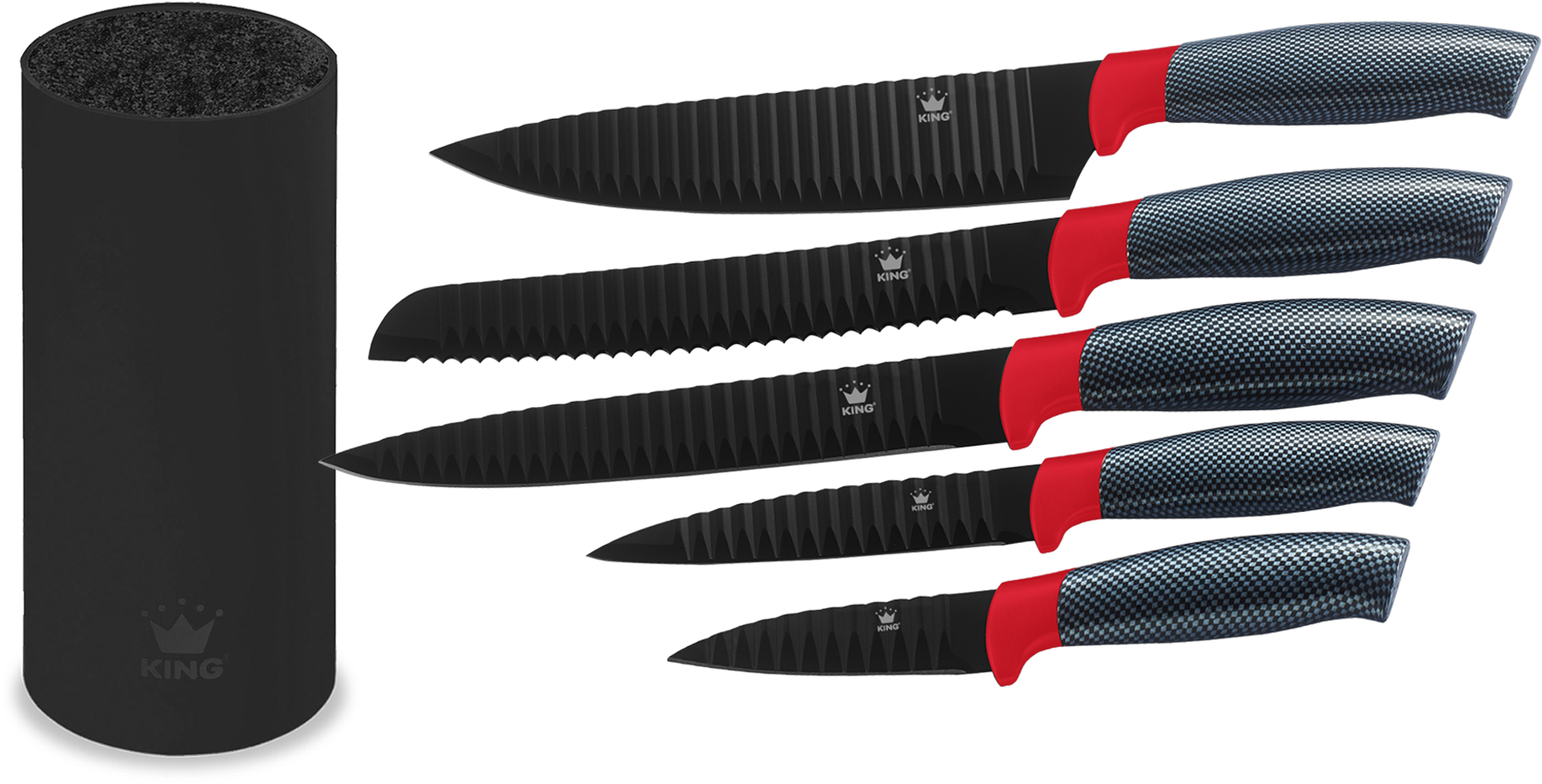 KING Messerblock »Carbon Optic«, 9 tlg., inkl. 3-teiligem Dosen-Set