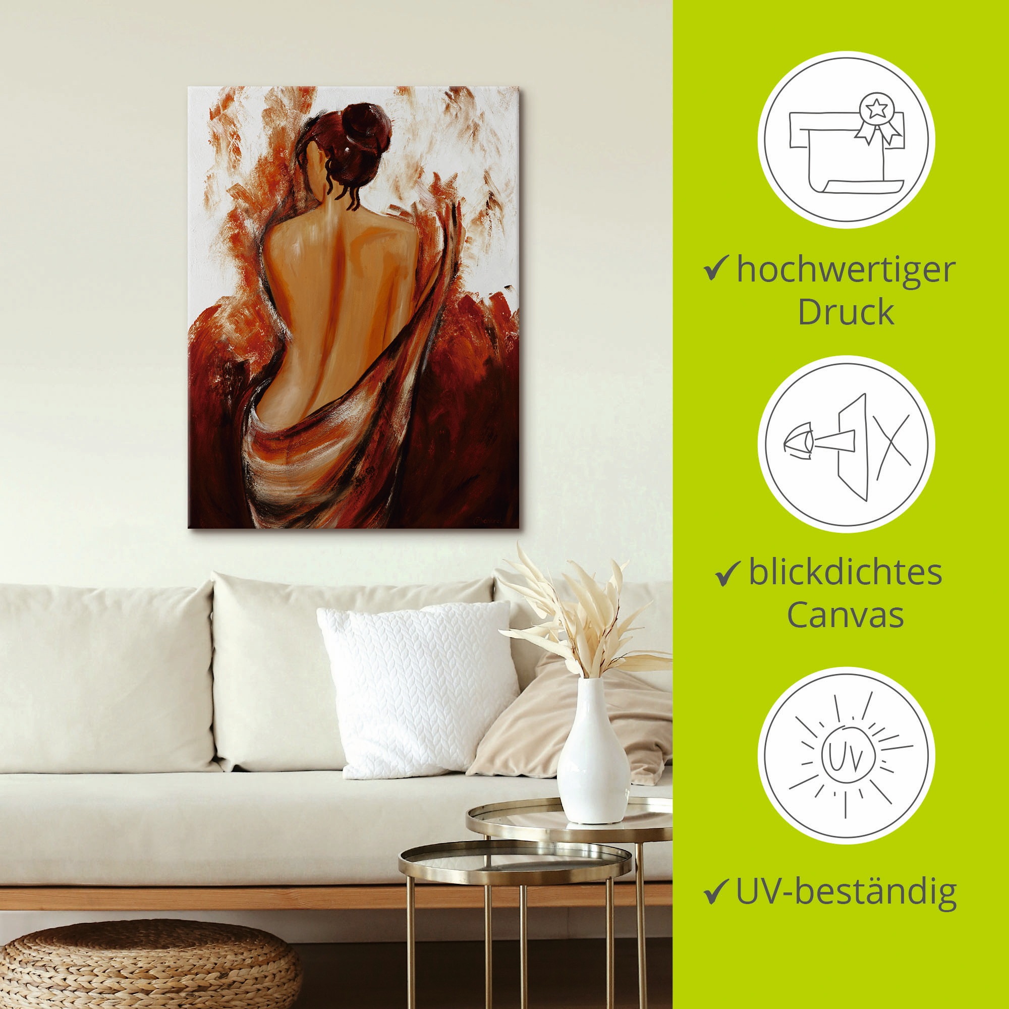 Artland Wandbild »Frau in rot«, Frau, (1 St.), als Leinwandbild, Poster, Wandaufkleber in verschied. Größen