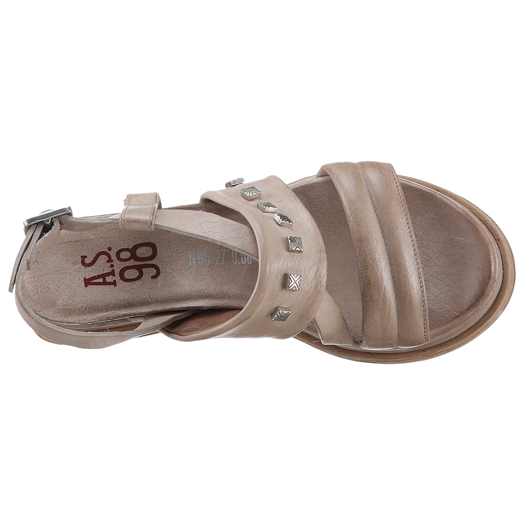 A.S.98 Sandalette »DUST«, Sommerschuh, Sandale, Keilabsatz, mit eckigen Nieten besetzt