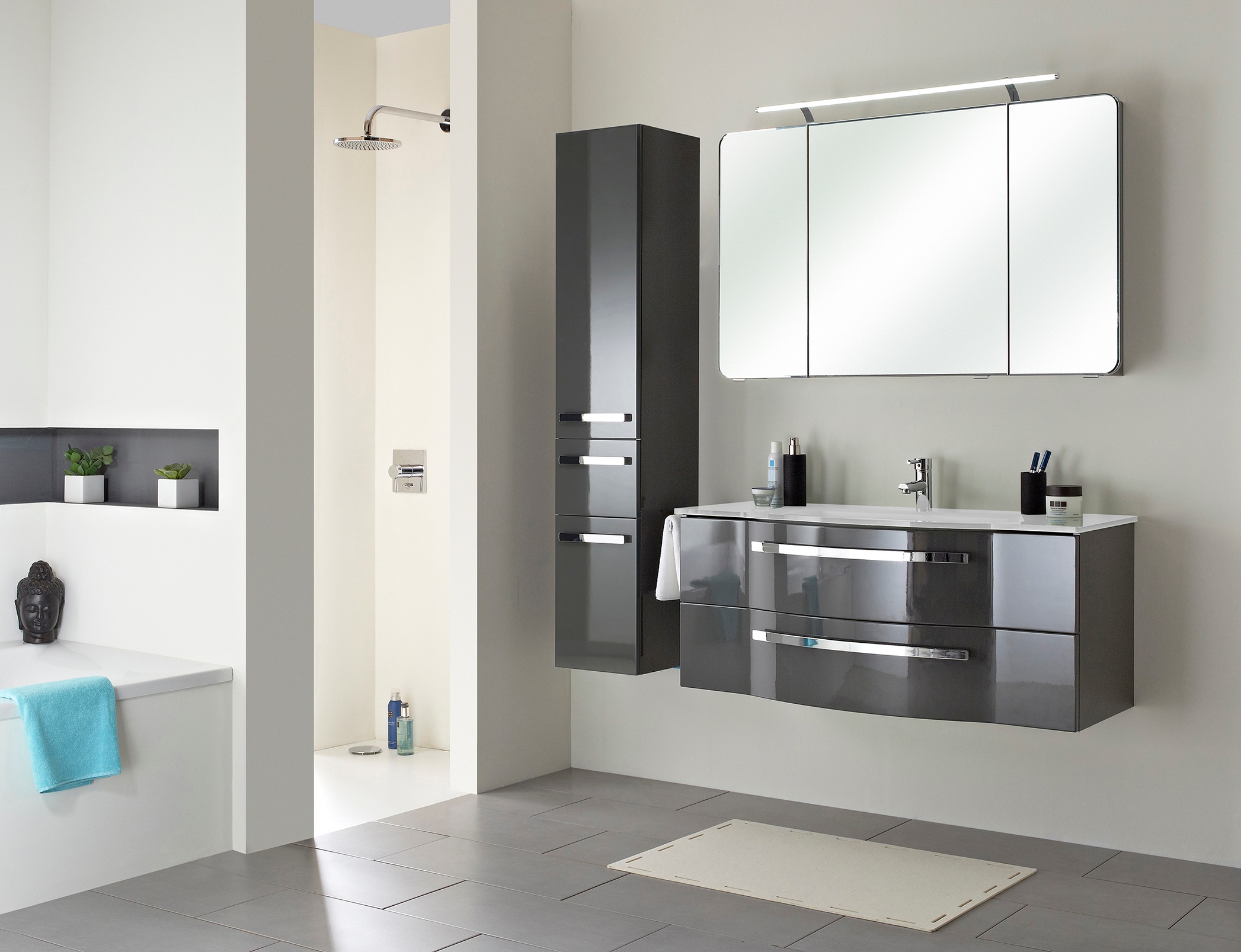 Saphir Badmöbel-Set "Serie 4005, vormontiert, Glaswaschbecken, Spiegelschra günstig online kaufen