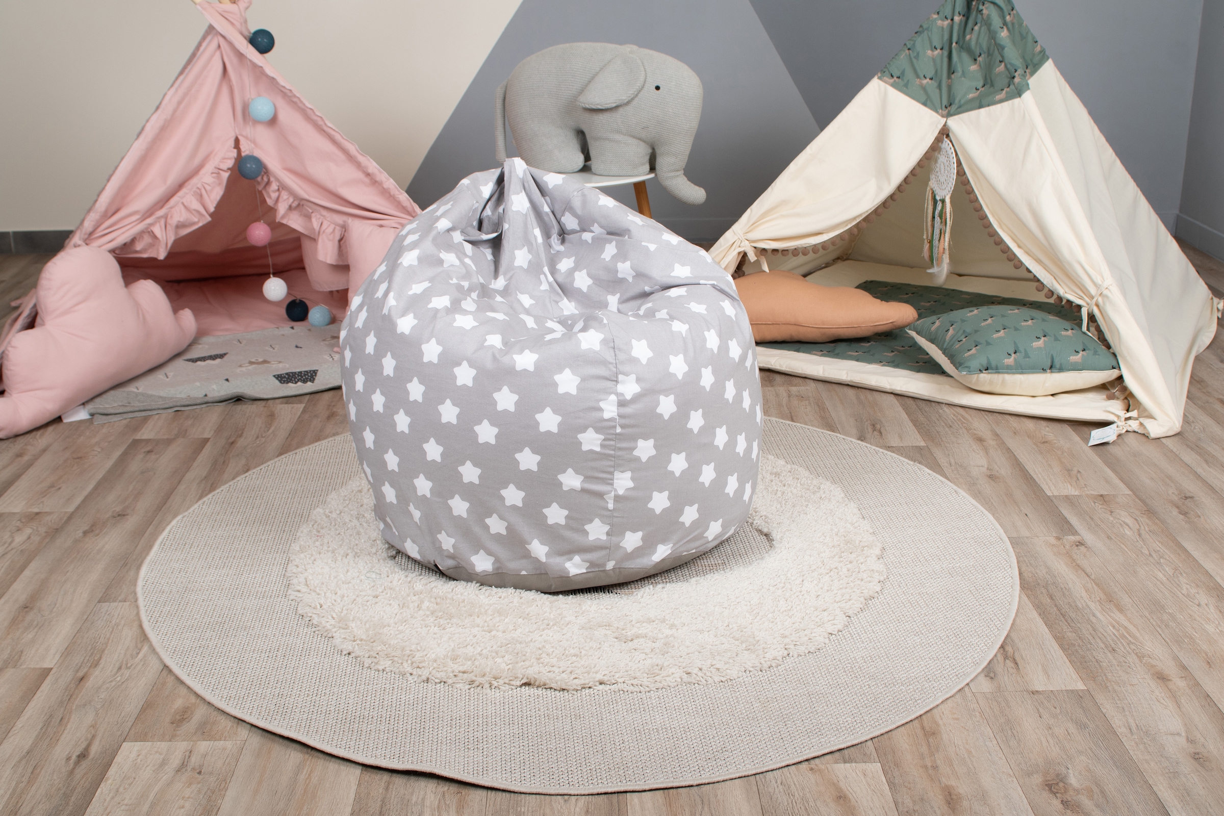 Knorrtoys® Sitzsack »Drop, Grey White Stars«, für Kinder; Made in Europe