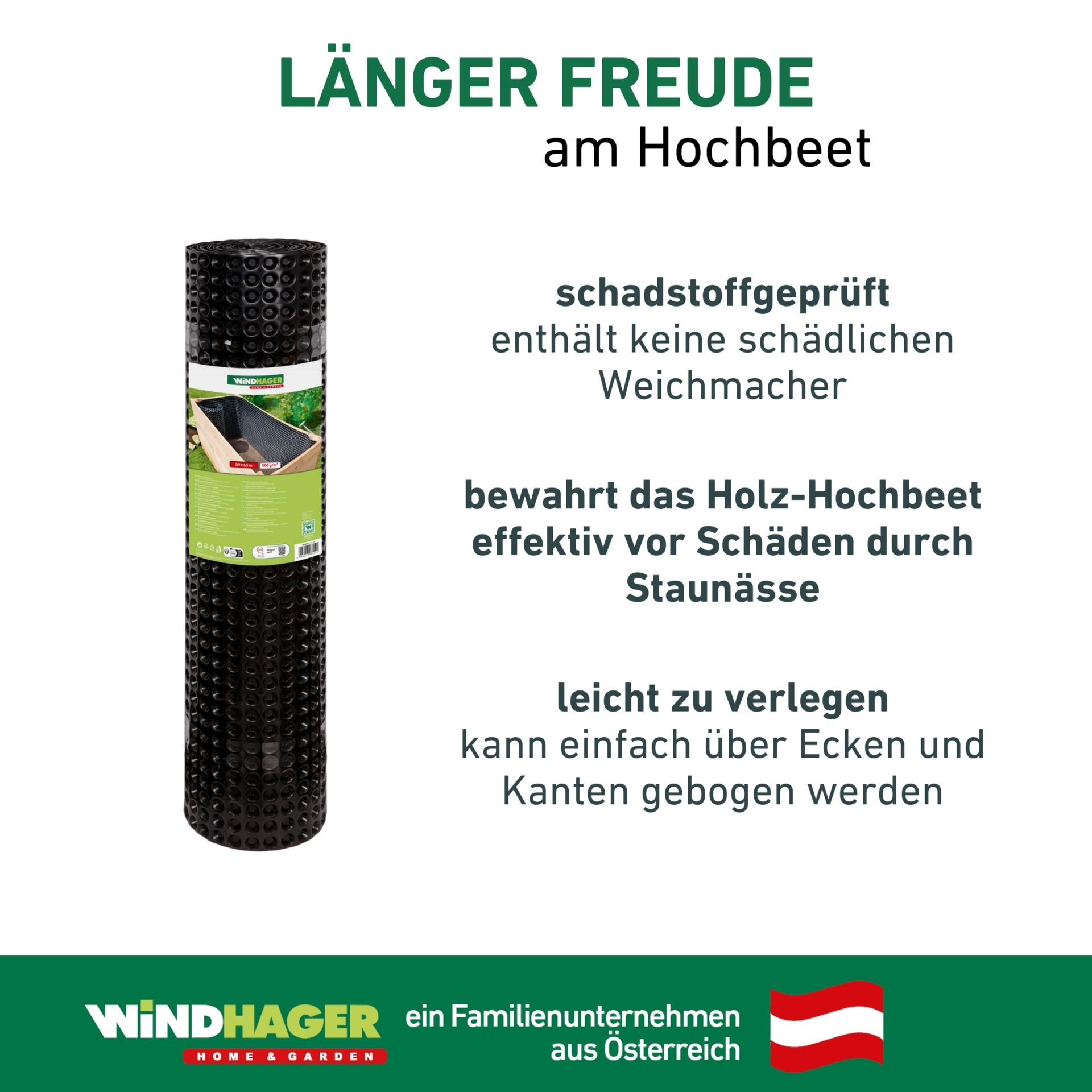 Windhager Hochbeet »Noppenfolie reißfest und langlebig« Abdeckung zuschneidbar, Hochbeet Plane 0,9 x 6,5 m