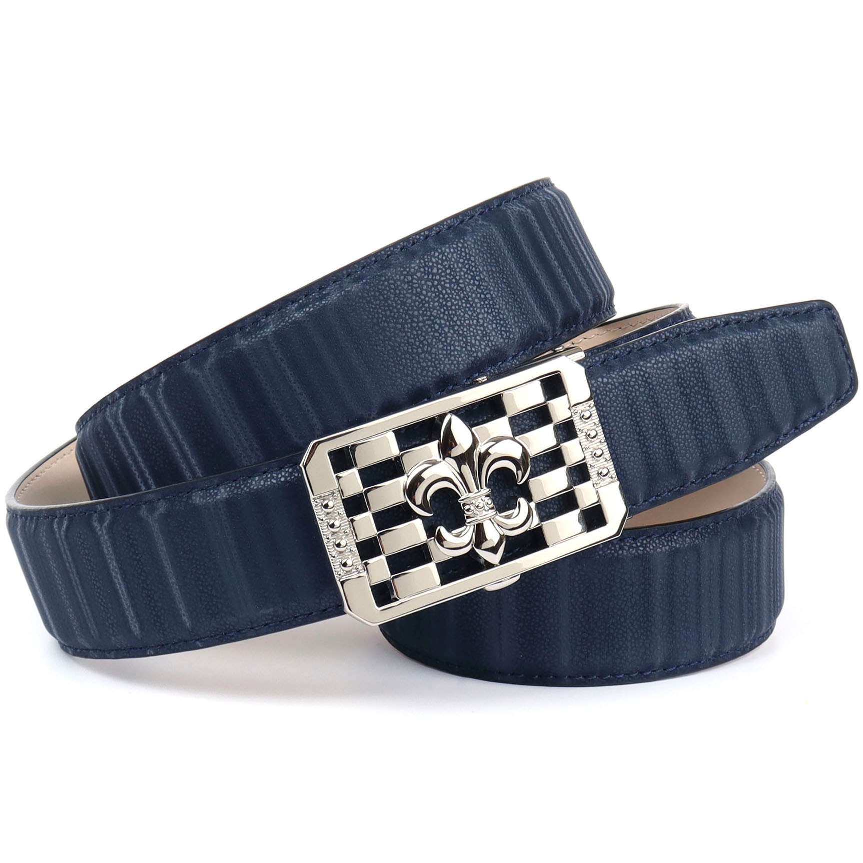 Anthoni Crown Ledergürtel mit silberfarbener stilisierter Lilien-Schnalle