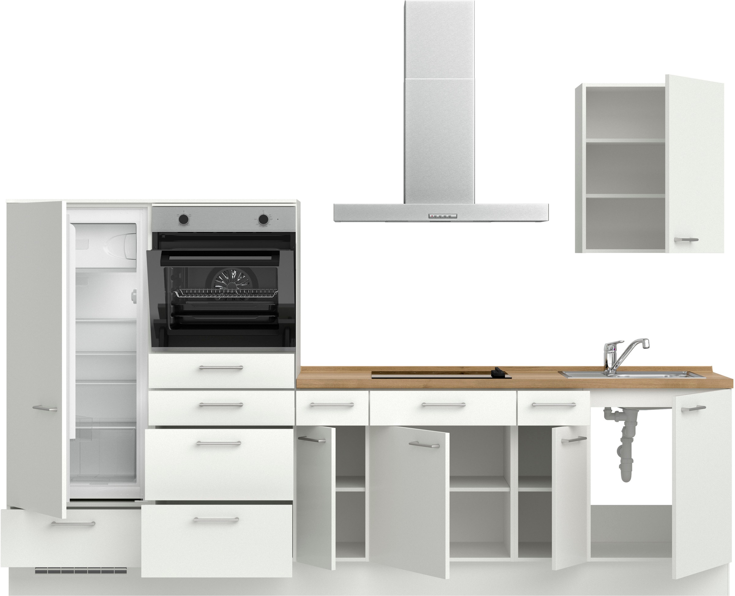 nobilia® Küchenzeile »"Laser I", Ausrichtung wählbar, Breite 300 cm« vormontiert, wahlw. mit unterschiedlichen E-Geräten-Sets