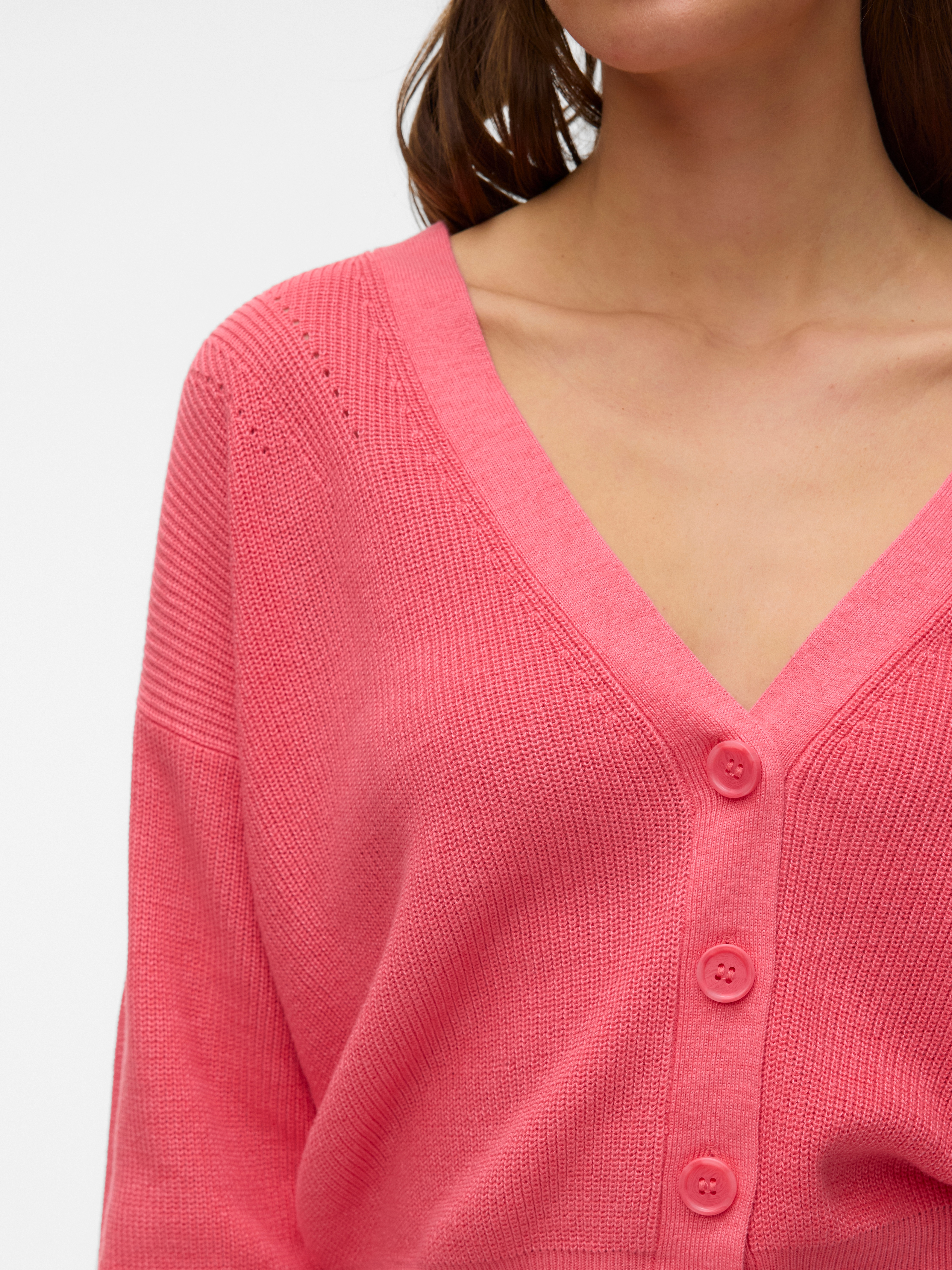 Thumbnail - Vero Moda Strickjacke "VMNEWLEXSUN LS SHORT V-NECK CAR GA NOOS" mit Knopfleiste