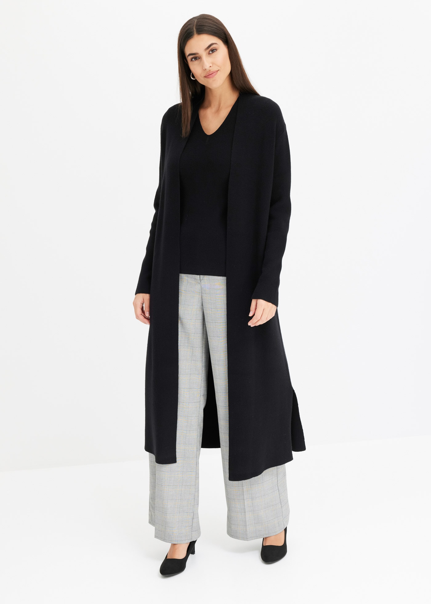 bonprix Longstrickjacke 1 Oversize-Passform, eleganter Stil, ohne Verschluss