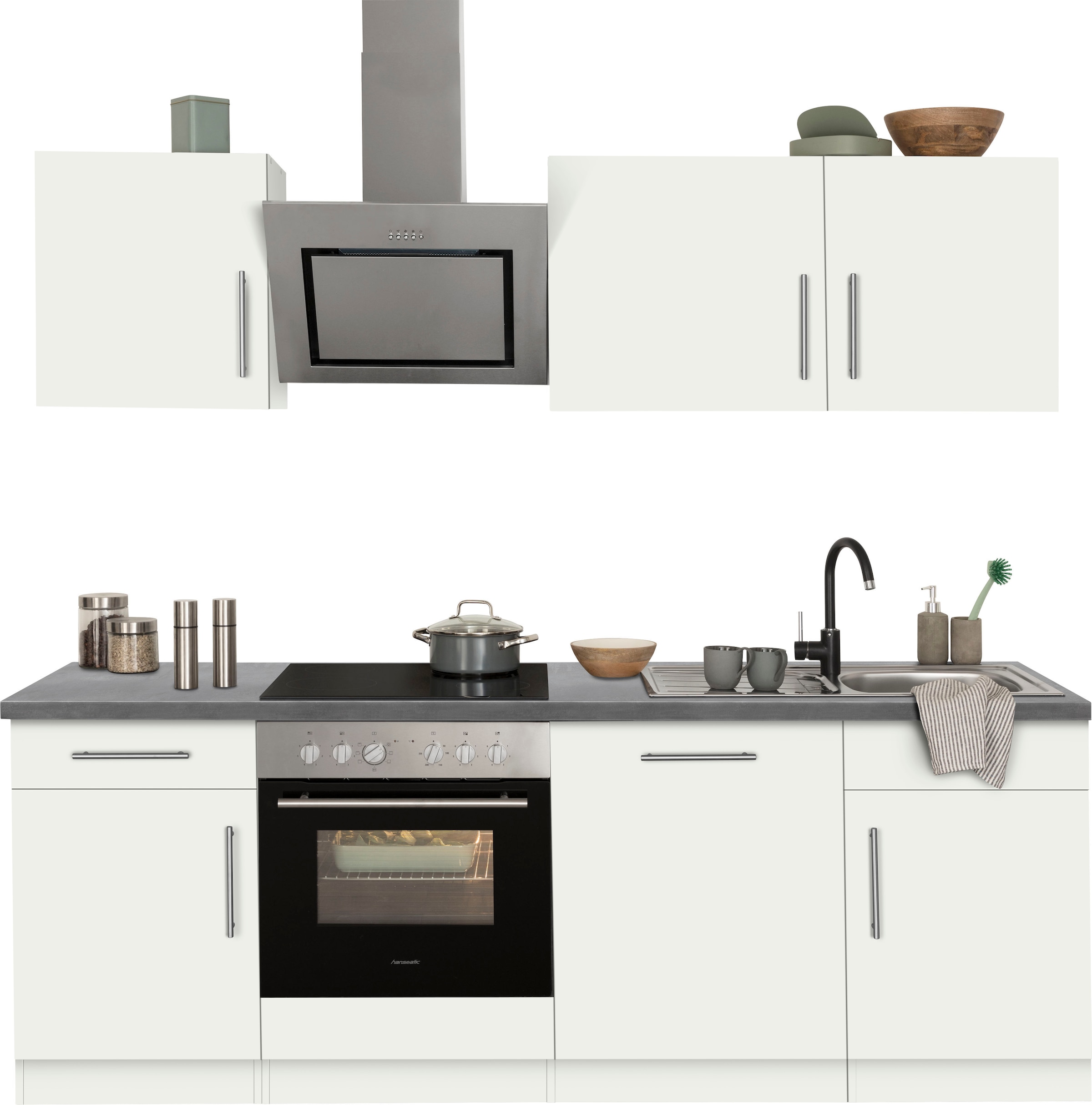 Küchenzeile »Cali«, mit E-Geräten, Breite 220 cm mit Hanseatic E-Geräten