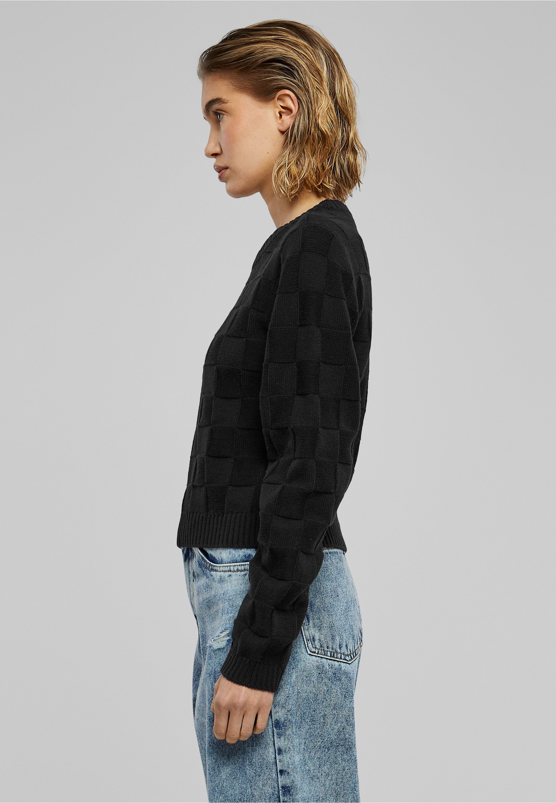 URBAN CLASSICS Sweatshirt »Urban Classics Damen Ladies Check Knit Sweater«, 1 Stk.
