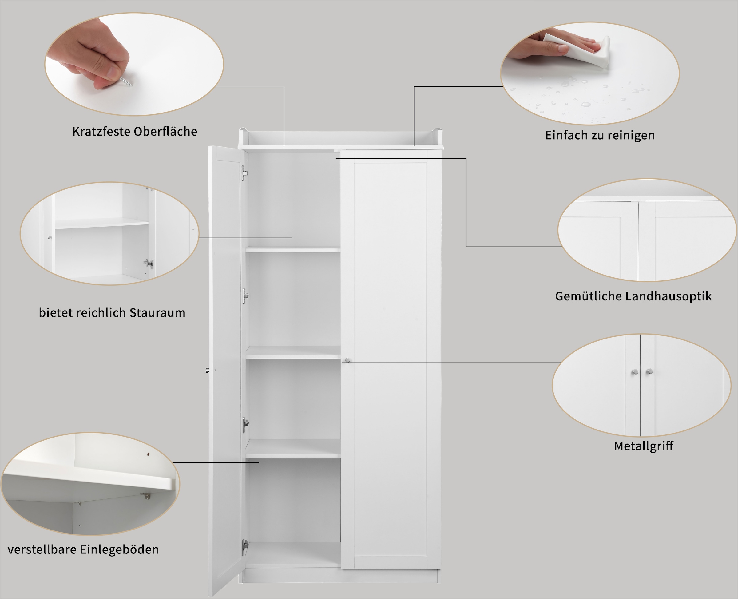 Home affaire Aktenschrank »Aalborg«, (im Landhausstil), 4 Fächer mit Ordnerhöhe, umrandete Ablagefläche, Höhe 180 cm