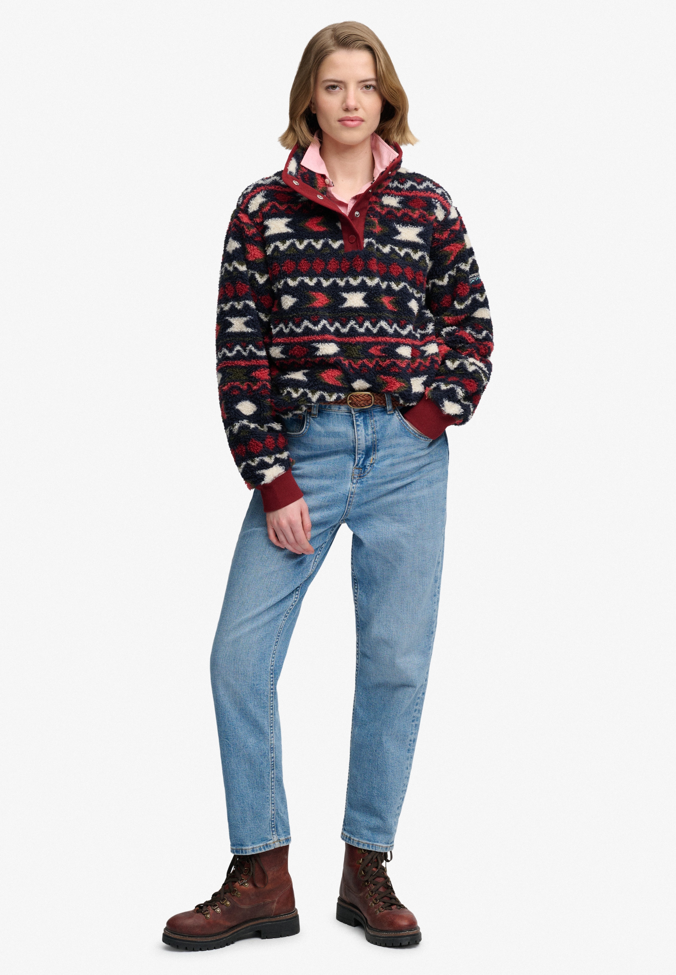 Superdry Fleecepullover »SUPER SOFT PRINTED HENLEY«, Kunstfaser, oversize
