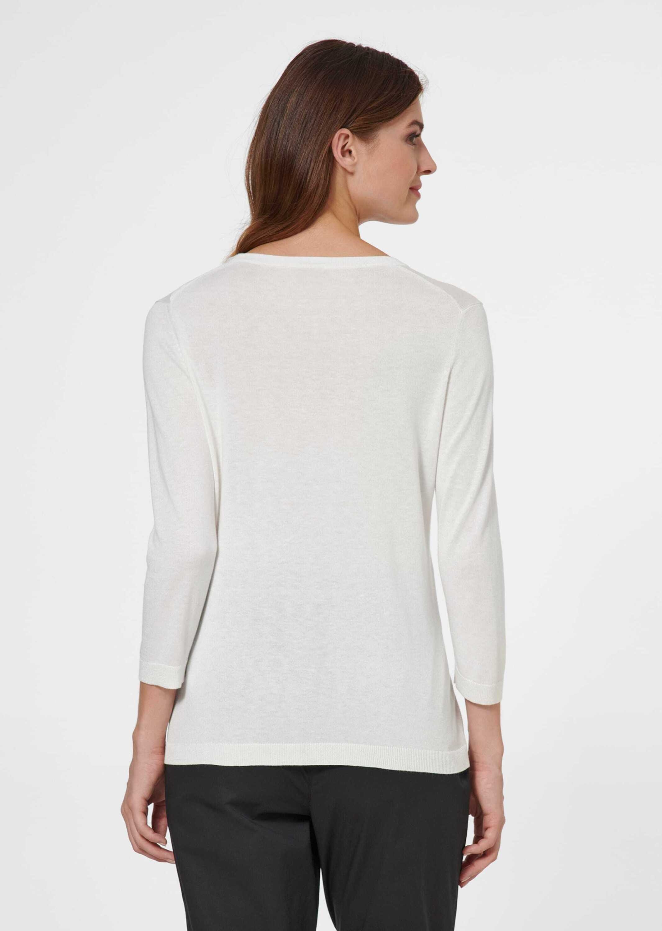 MADELEINE Longpullover »Pullover Feinstrick-Pullover mit 3/4-Ärmeln und Cut-out«