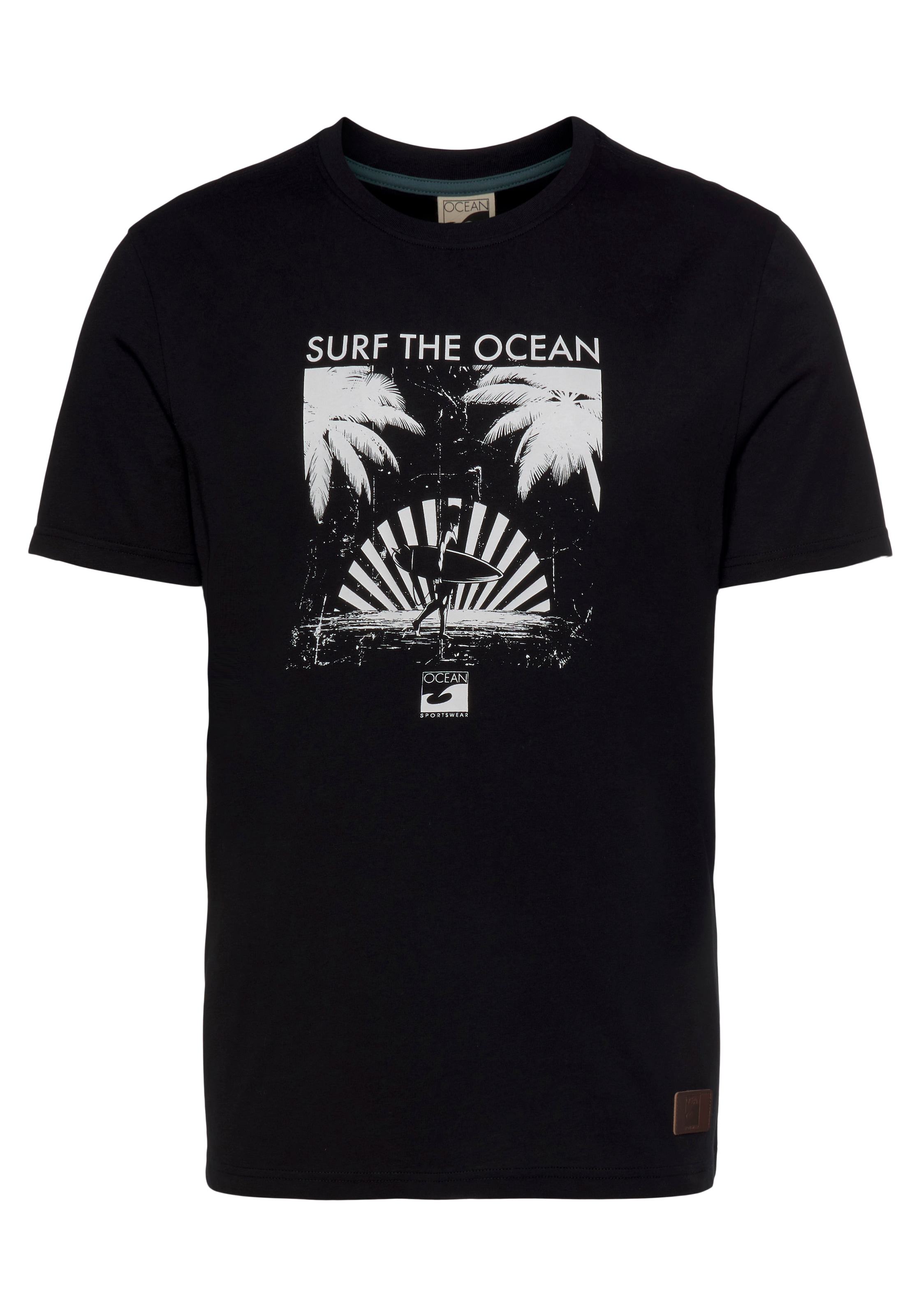 Ocean Sportswear T-Shirt, kurzärmelig, schmal geschnitten, mit Logodruck, aus Single Jersey