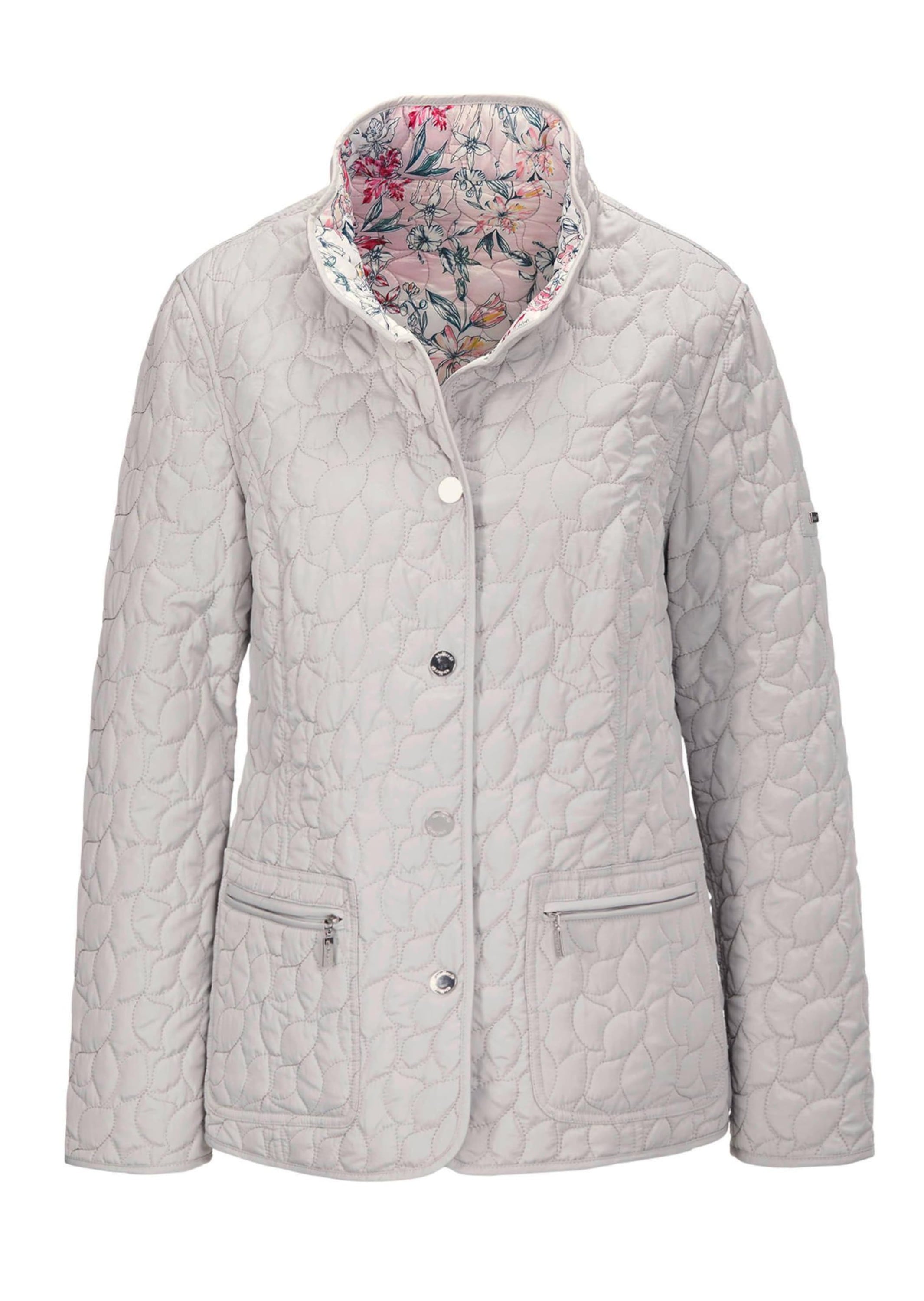 GOLDNER Steppjacke "Kurzgröße Stilvolle Steppjacke, florales Design" Wendejacke