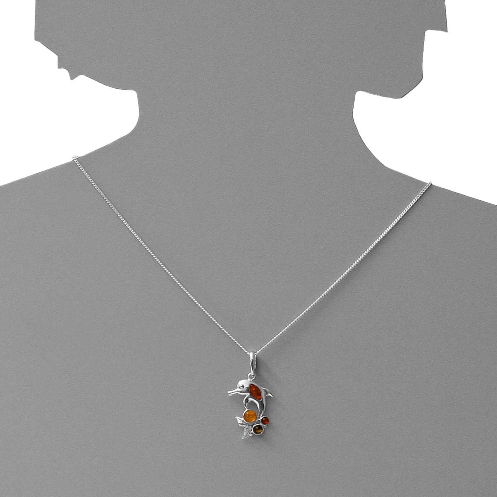 Kette mit Anhänger OSTSEE-SCHMUCK "- Delphin - Silber 925/000 - Bernstein" Gr. 50, silber (silber 925, silberfarben, weiß), Schmuck_Sets, Damen, 50, Silber 925 (Sterlingsilber) 5