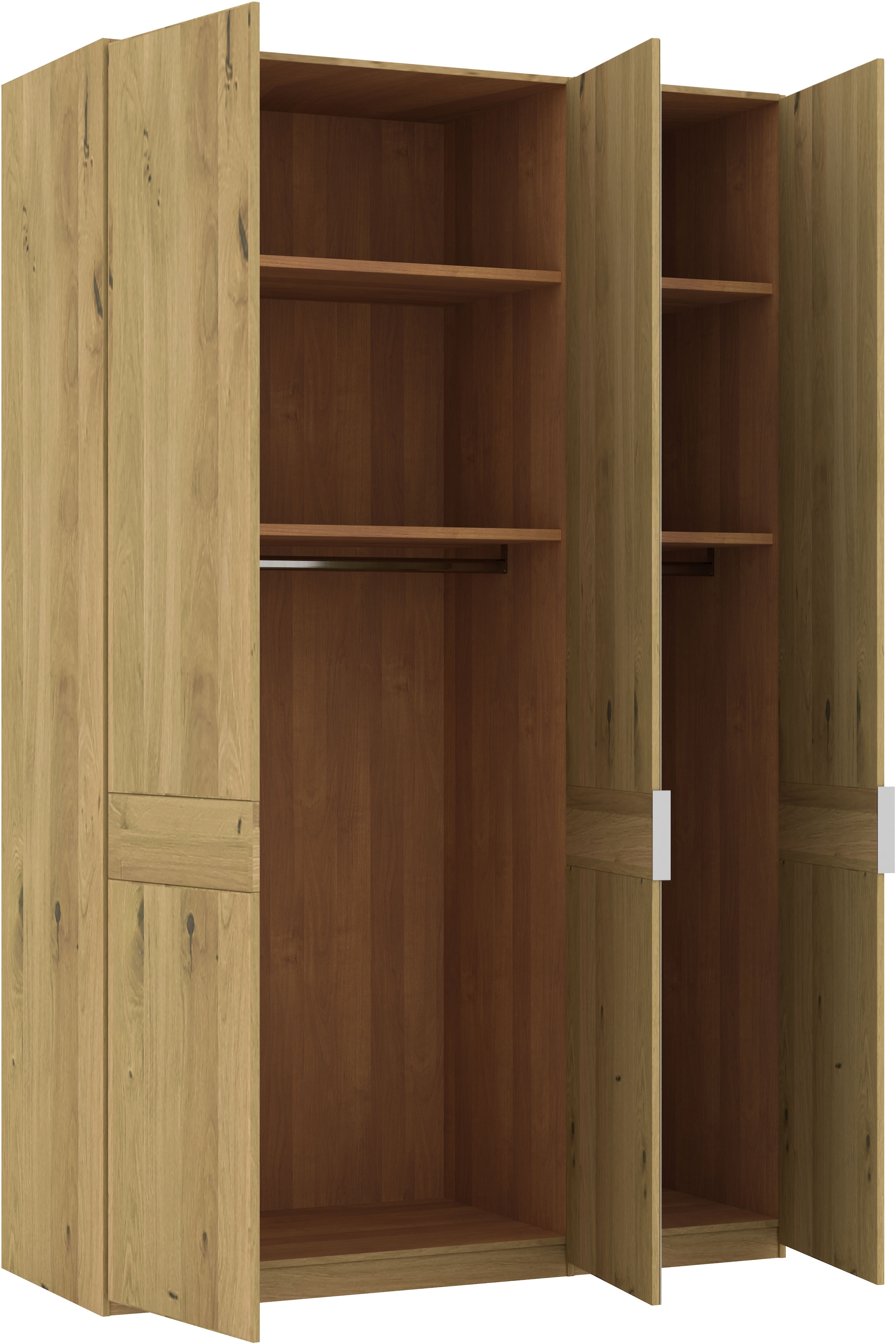 Musterring Drehtürenschrank »Savona, Kleiderschrank, Schrank, Garderobe, teilmassiv Eiche«, (mit Türdämpfern, mit Spiegel oder Glas, extra Böden, MADE IN GERMANY), Türen in Bianco-Eiche massiv, Spiegel-/Glastüren, verschiedene Größen
