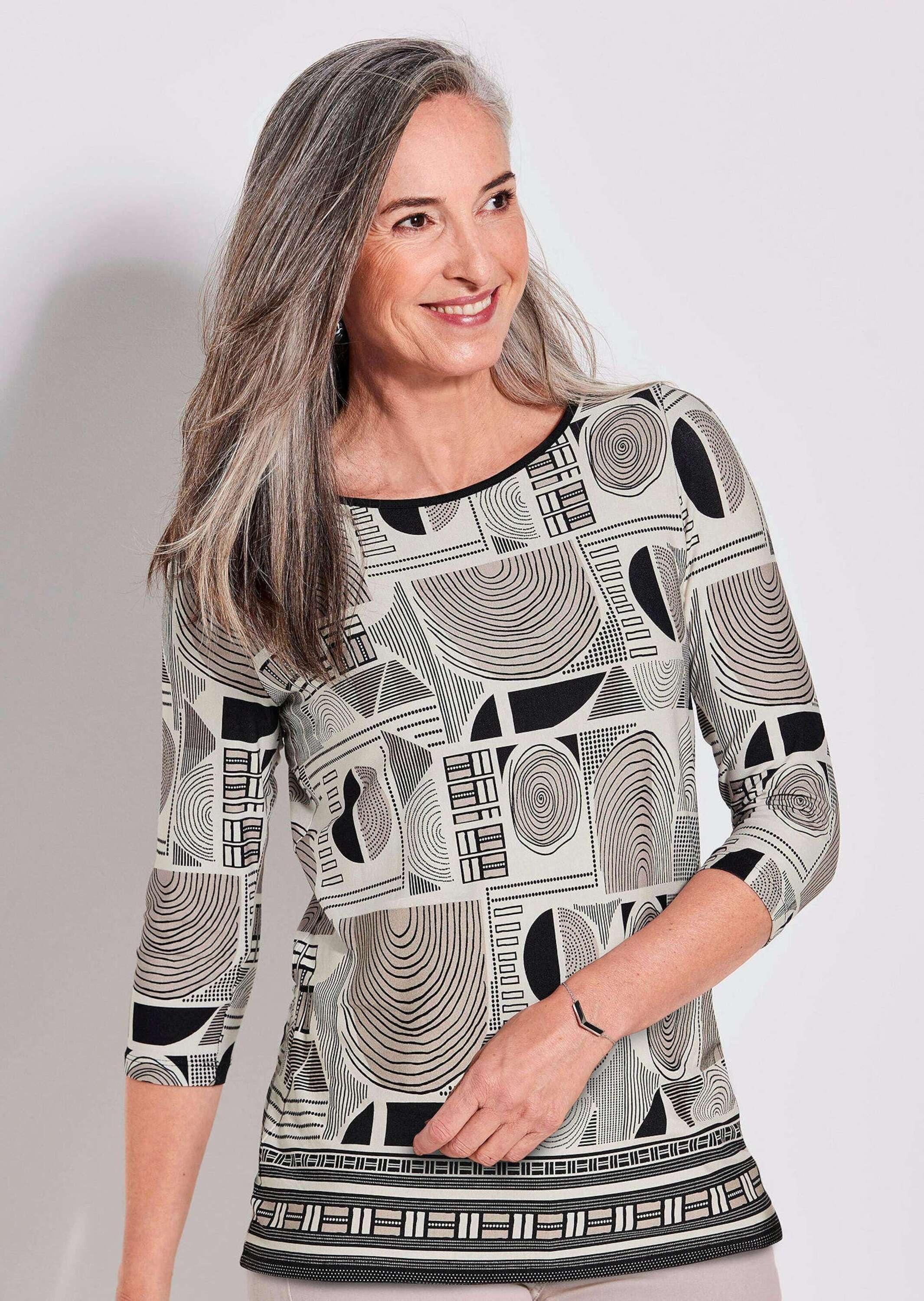 GOLDNER Kurzarmshirt »Elegantes Oberteil mit Allover-Muster«