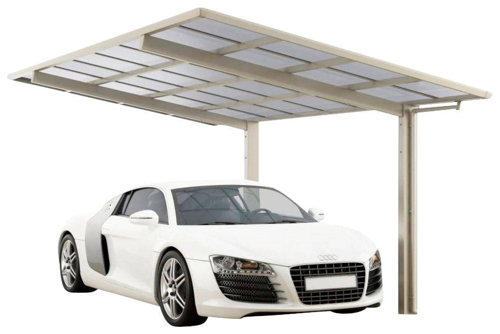 Ximax Einzelcarport "Linea Typ 60 Sonderlänge/Breite XL-Edelstahl-Look", Aluminium, 286 cm, edelstahlfarben, Aluminium