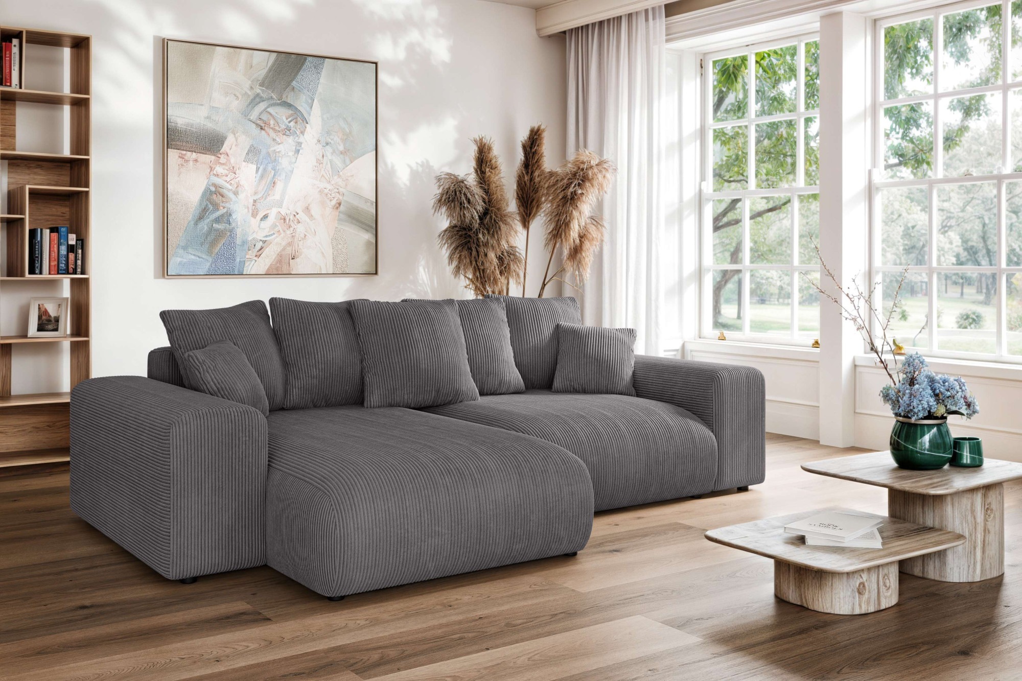 Home affaire Ecksofa »LAKESIDE klein mit Bettfunktion und Bettkasten, B/T/H 235/142/84 cm«, L-Form, Recamiere beidseitig montierbar, mit Wellenunterfederung