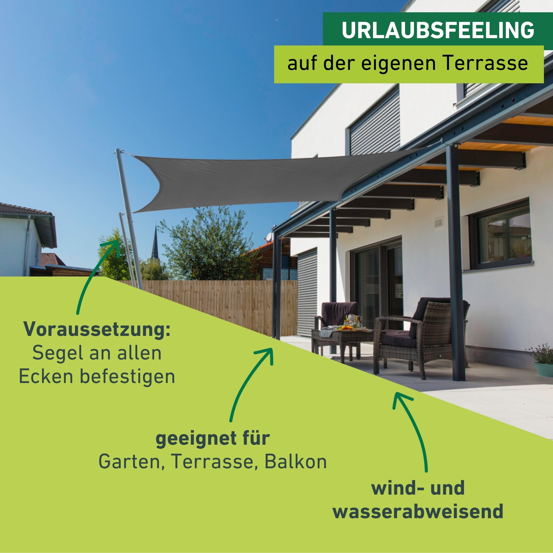 Windhager Sonnensegel »Cannes, Quadrat Segel zur Beschattung von Garten, Terrasse, Balkon« Sonnenschutz 4 x 4 m, erhältlich in anthrazit, grau, taupe oder weiß