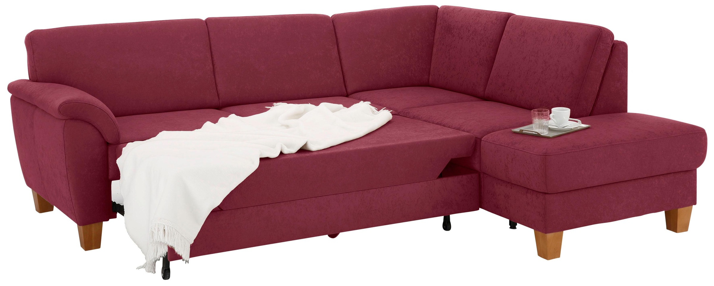 Home affaire Ecksofa »Alta L-Form«, mit Federkern und Kontrastnaht, Füße Buche eichefarben