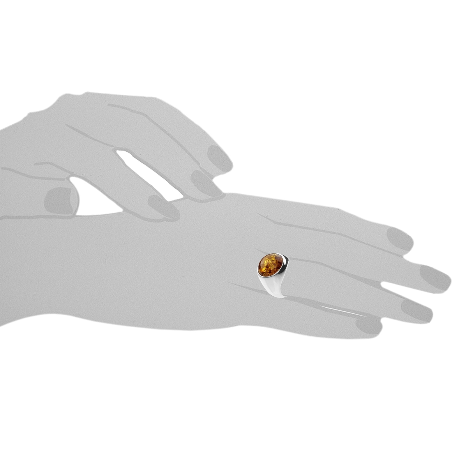 OSTSEE-SCHMUCK Fingerring »- Classic 14 mm - Silber 925/000 - Bernstein«